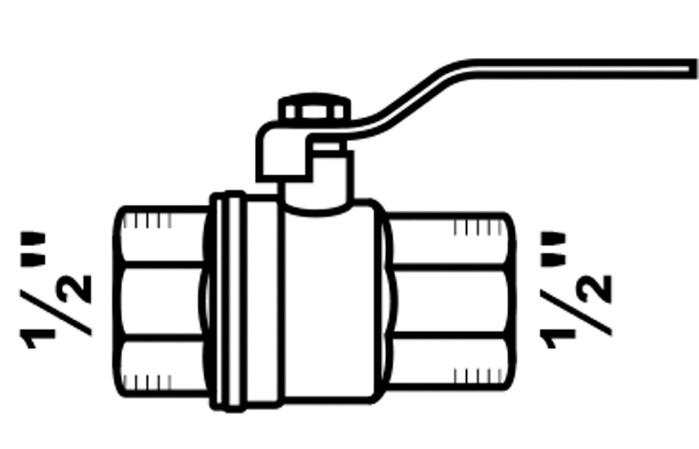 Kugelhahn, 1/2''IG, für Gasverschraubung, DVGW geprüft