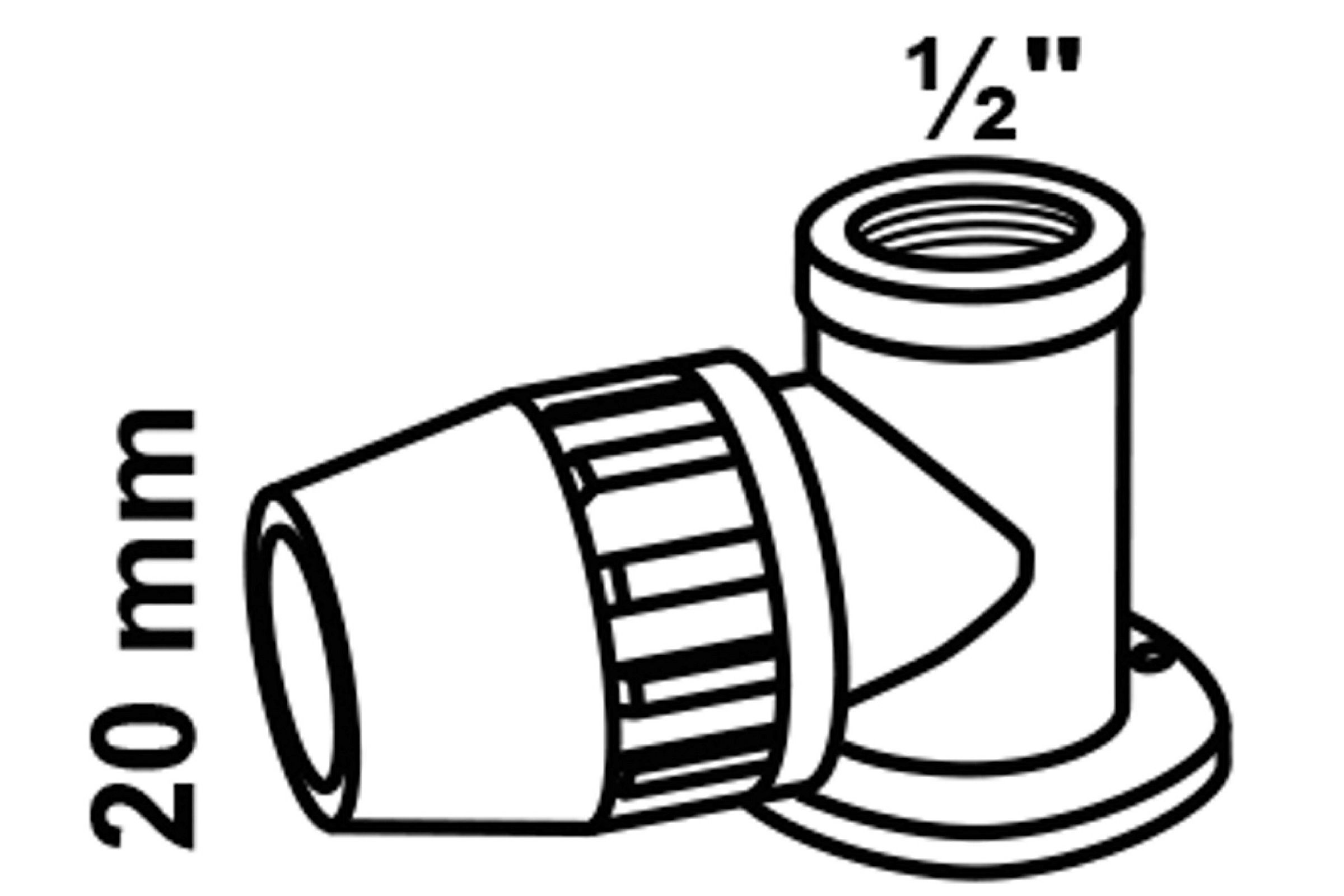 PP Wandscheibe, 20 mm x 1/2''IG, Klemmfitting für HDPE, DVGW zertifiziert