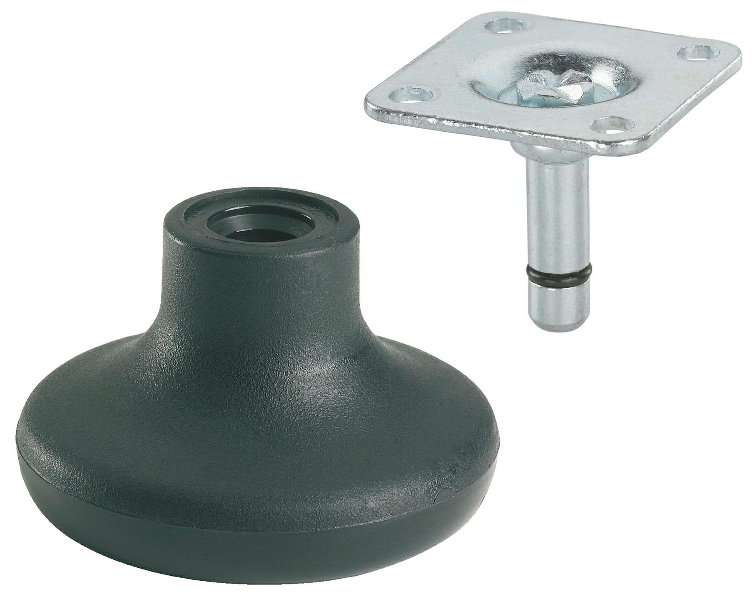 Möbelgleiter, Platte 38 x 38 mm, Standfläche 50 mm, Tragkr. 20 kg