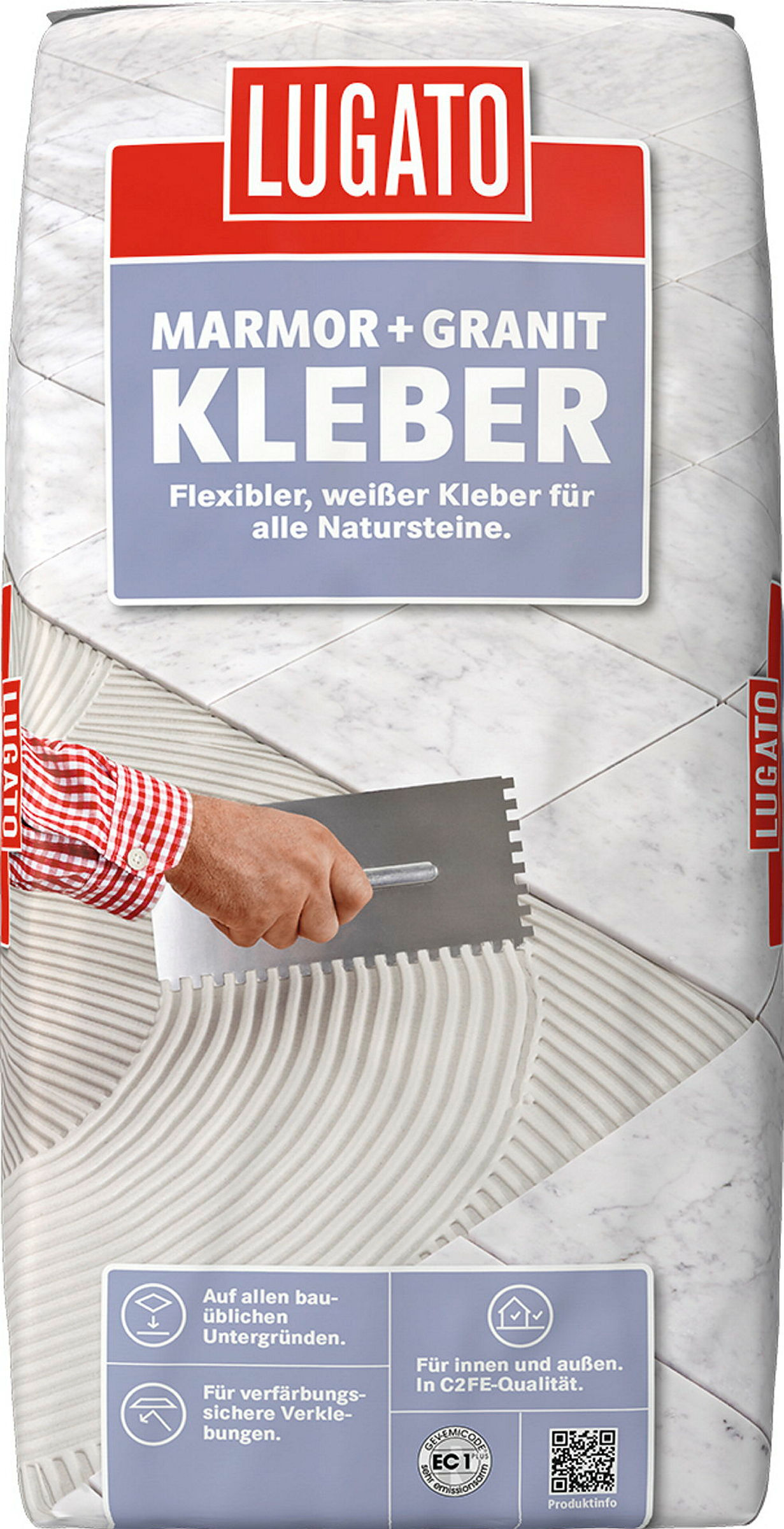 Weißer Natursteinkleber mit schneller Wasserbindung