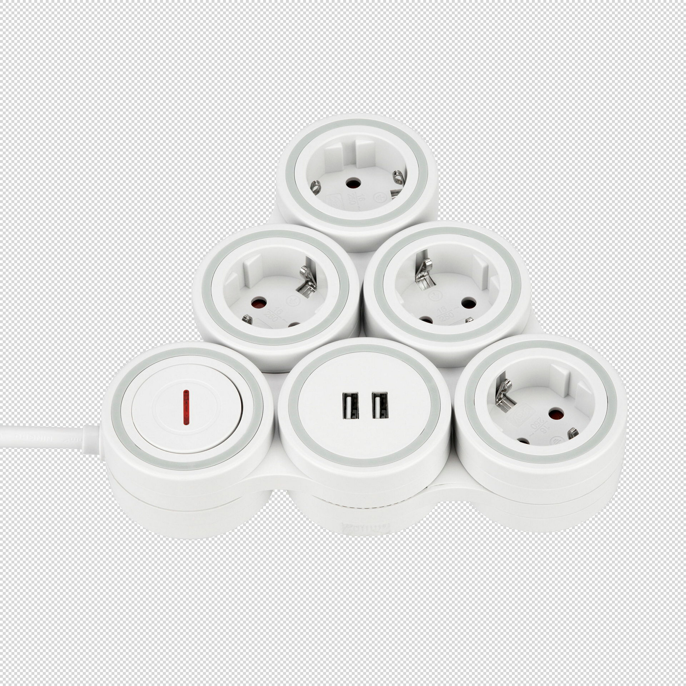 Steckdosenleiste Supraflex 4-fach USB & Schalter 1,4m weiß-grau
