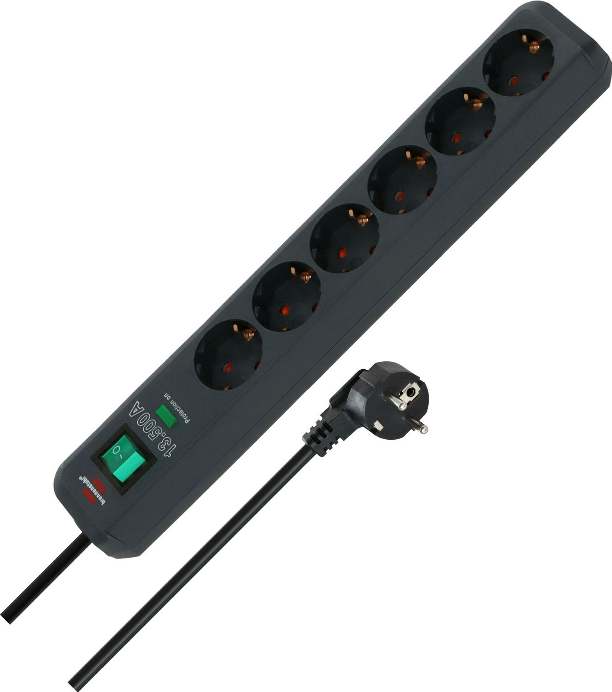 Eco-Line 6fach Leiste anthrazit *DE* 1,5m H05VV-F3G1,5 Ü-Schutz,Schalter