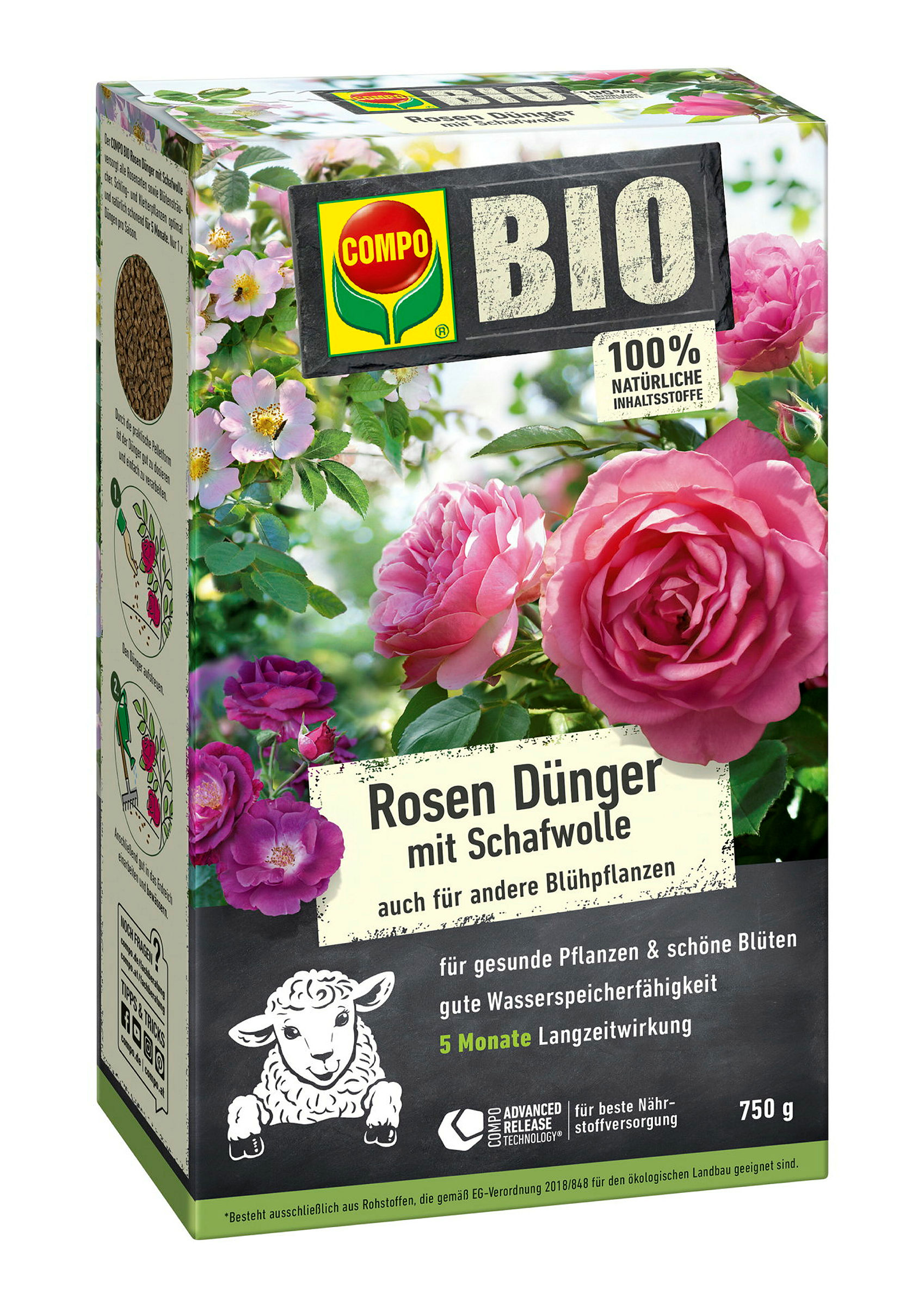 Compo BIO Rosen Düngermit Schafwolle, 750 g