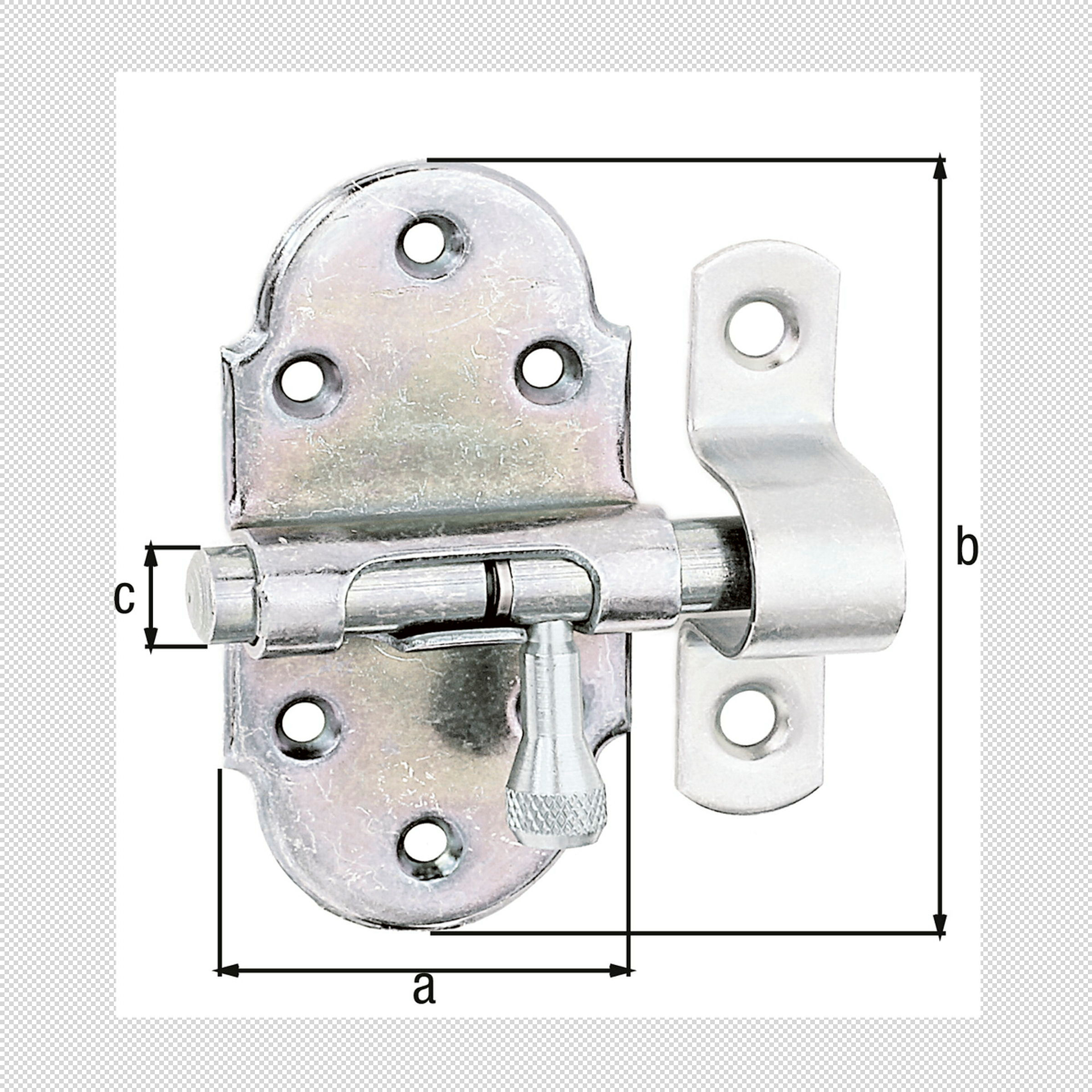 Grendelriegel mit Messing-Knopf 40x75Ø9 verzinkt
