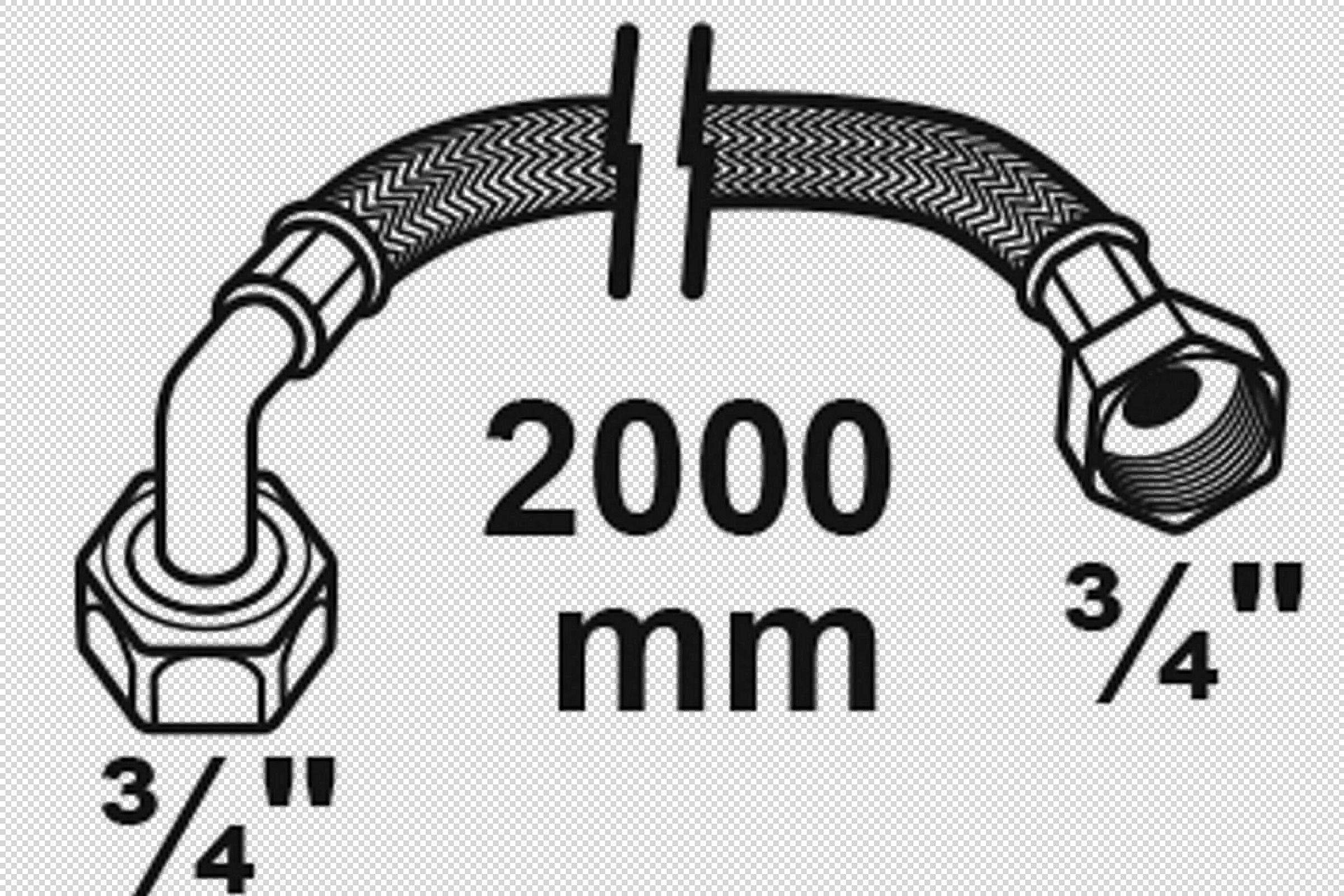 WAS Flexibler Zulaufschlauch, Edelstahloptik, geflochten, 3/4''IG x 2 m x 3