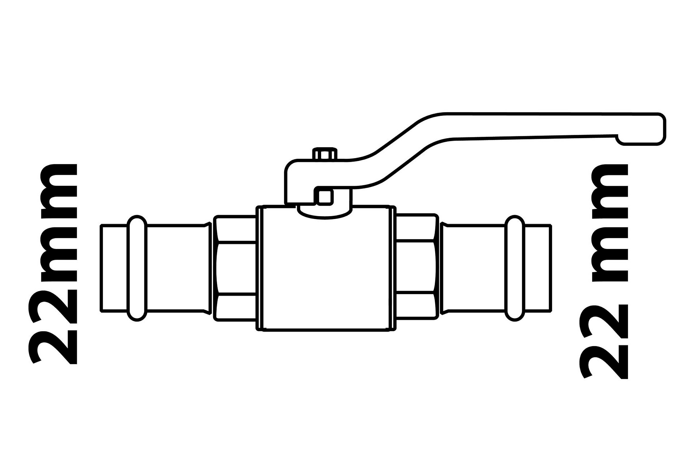 MS Kugelhahn, 22 mm x 22 mm, mit CU-Pressanschluss