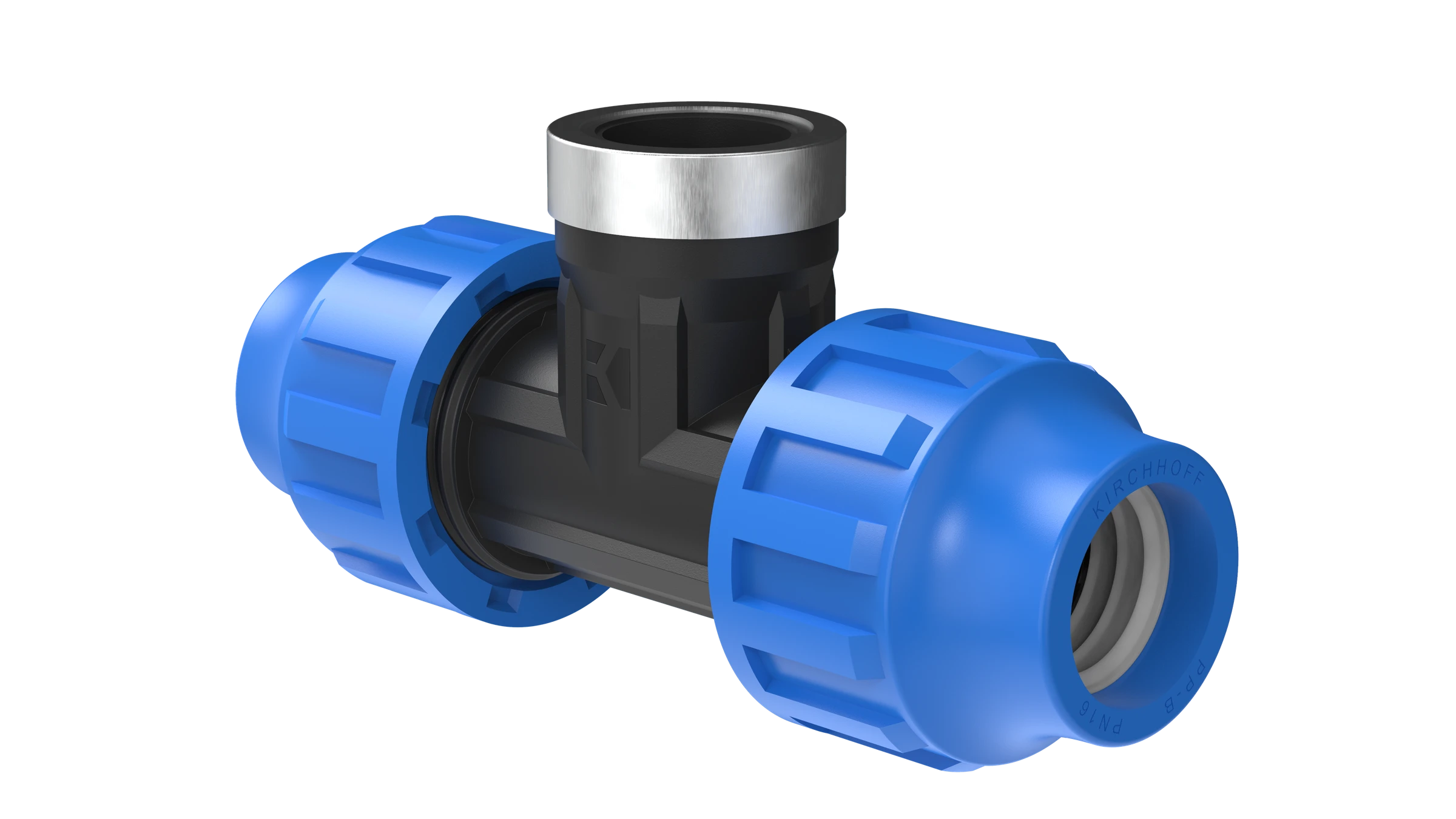 PP T-Stück, 25 mm x 3/4''IG x 25 mm, Klemmfitting für HDPE