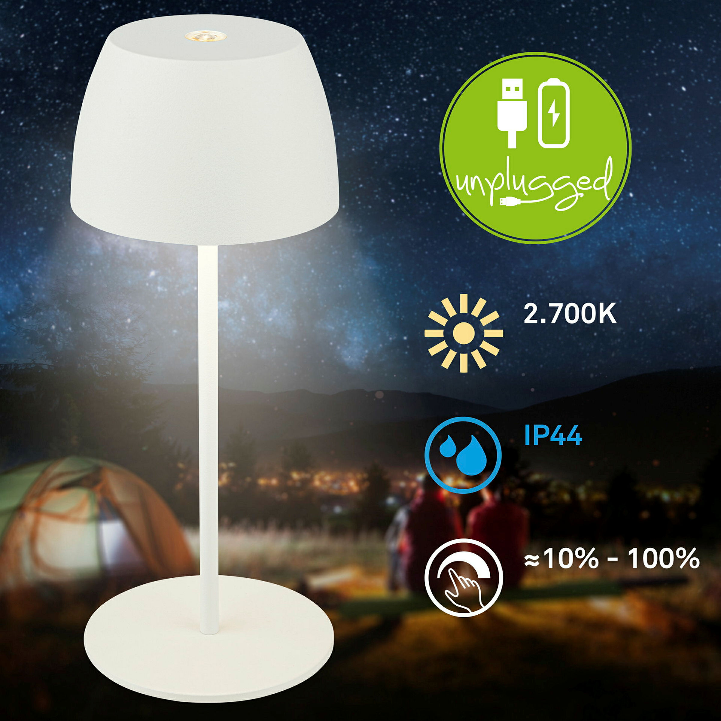 SERINA MINI Akku LED Tischleuchte - Mini; Touch, Weiß