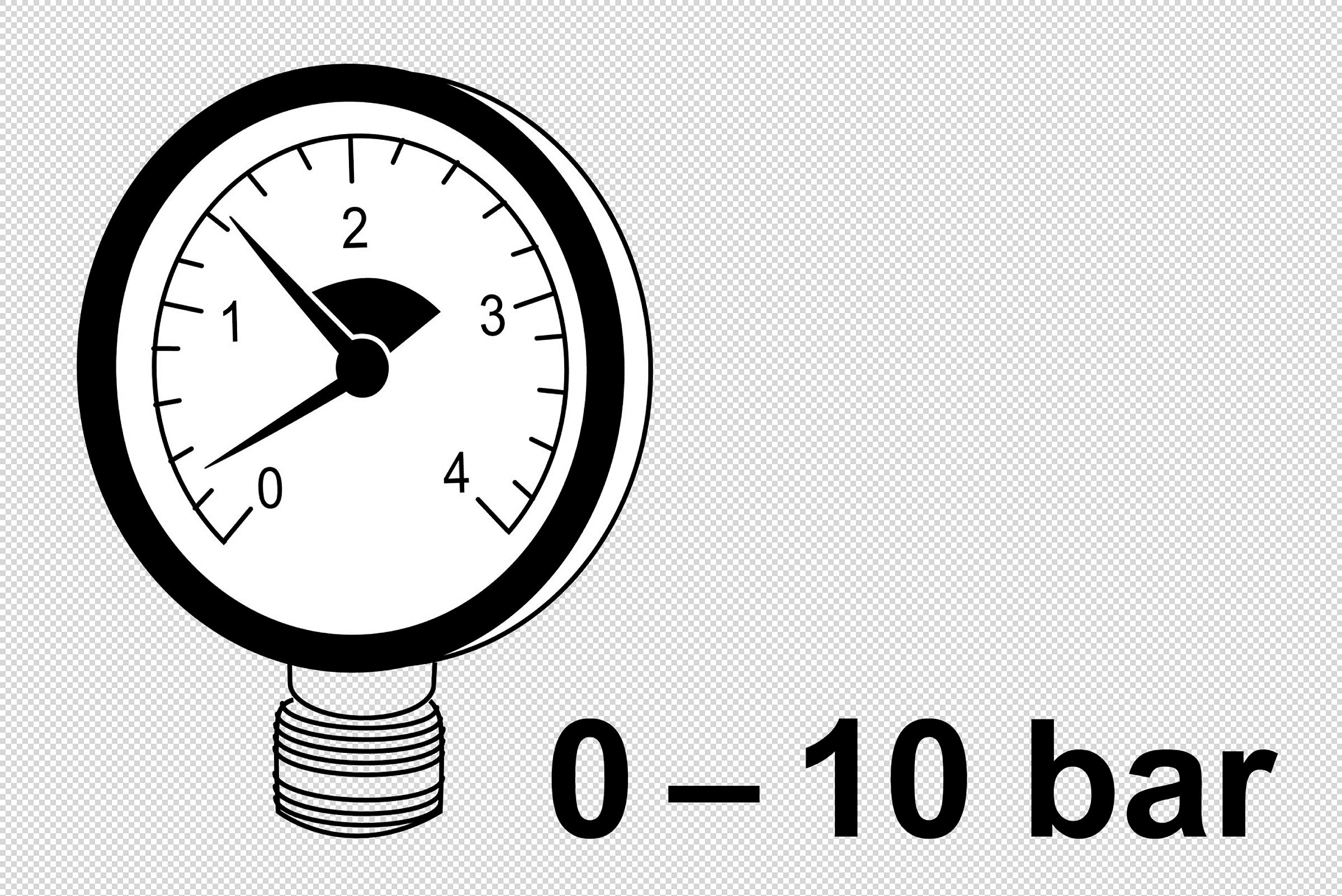 RF-Manometer, Anschluss unten, 0 - 10 bar, 63 mm, 1/4''AG
