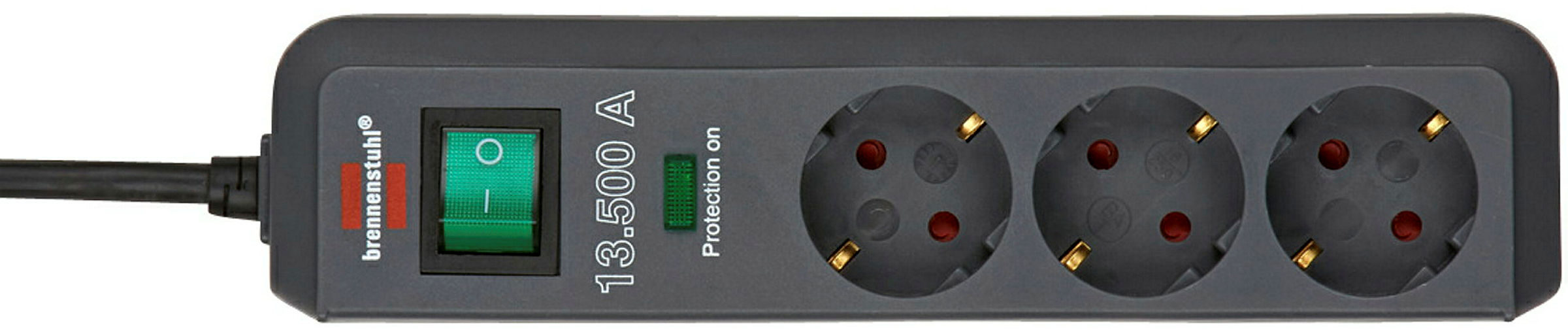ECO-Line 3fach mit ÜSS 13.500A *DE* 1,5m H05VV-F3G1.5 Anthrazit/Blister