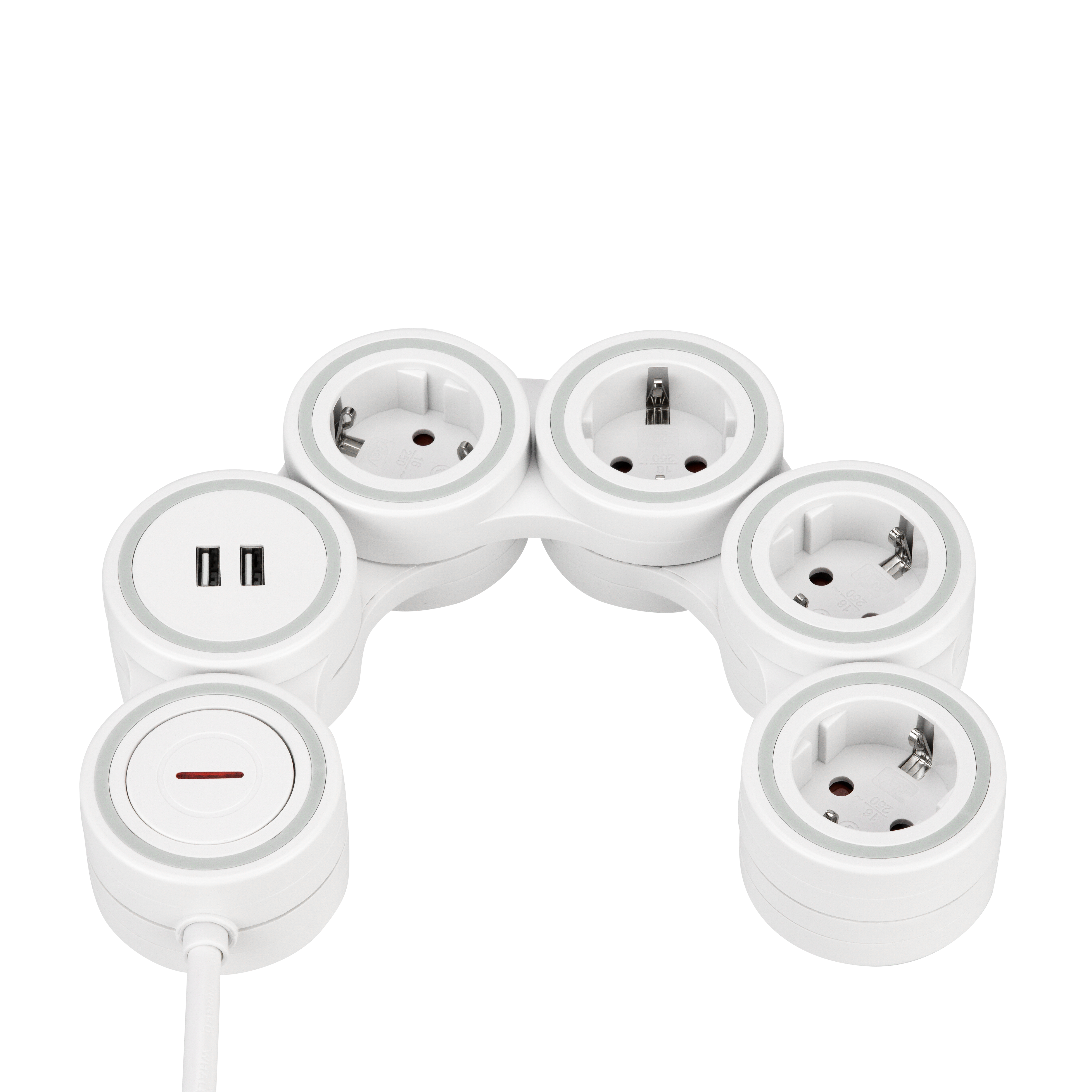 Steckdosenleiste Supraflex 4-fach USB & Schalter 1,4m weiß-grau