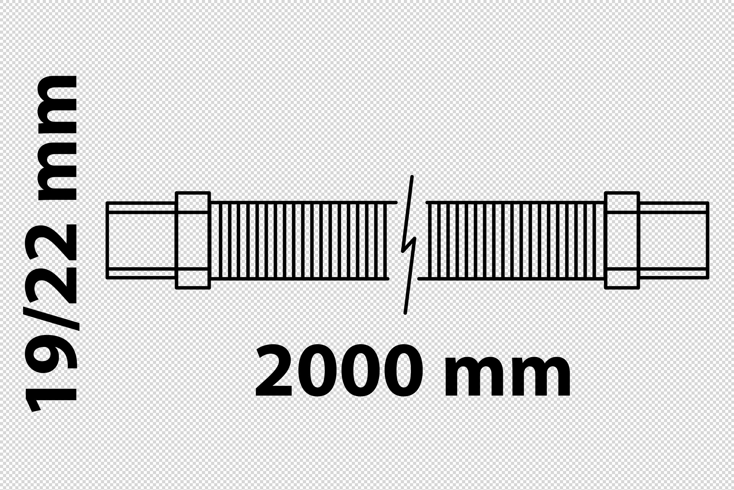 WAS Spiral-Ablaufschlauch mit Aufhängung, 2 m, für 3/4''T Innen-ø: 19 mm/22