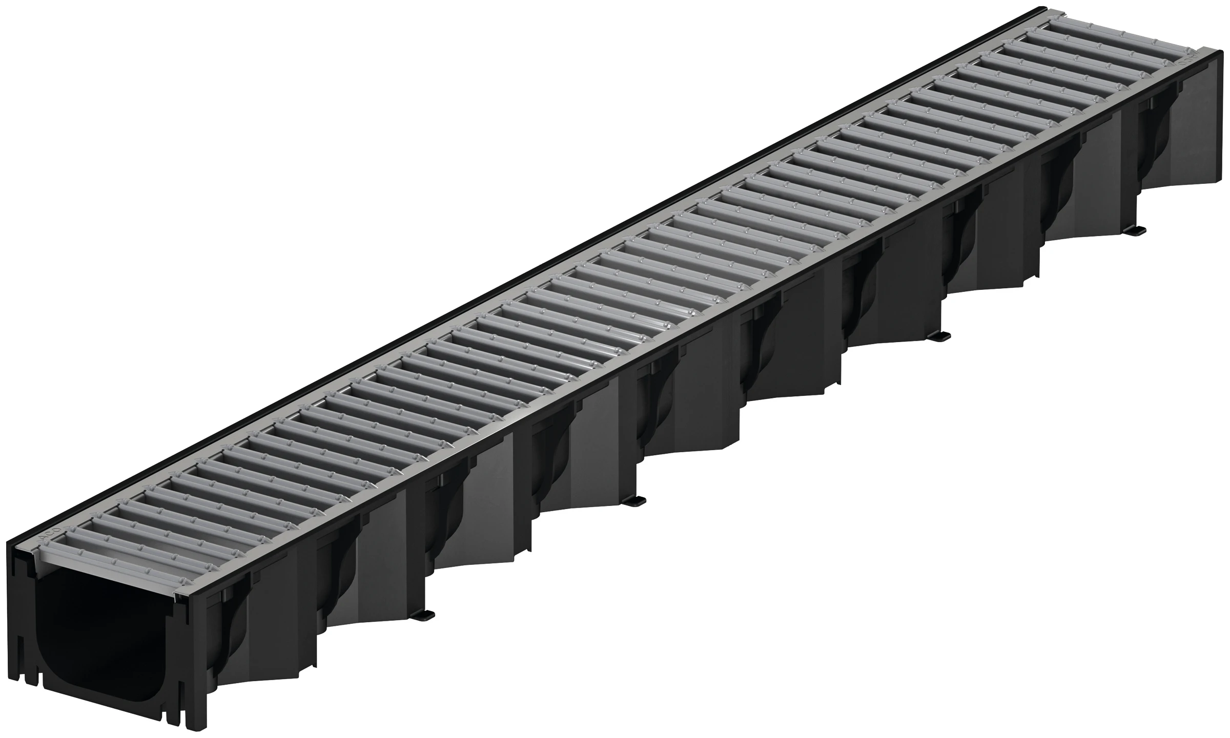 ACO Self® Hexaline 2.0 aus schwarzem Kunststoff 1m mit Stegrost