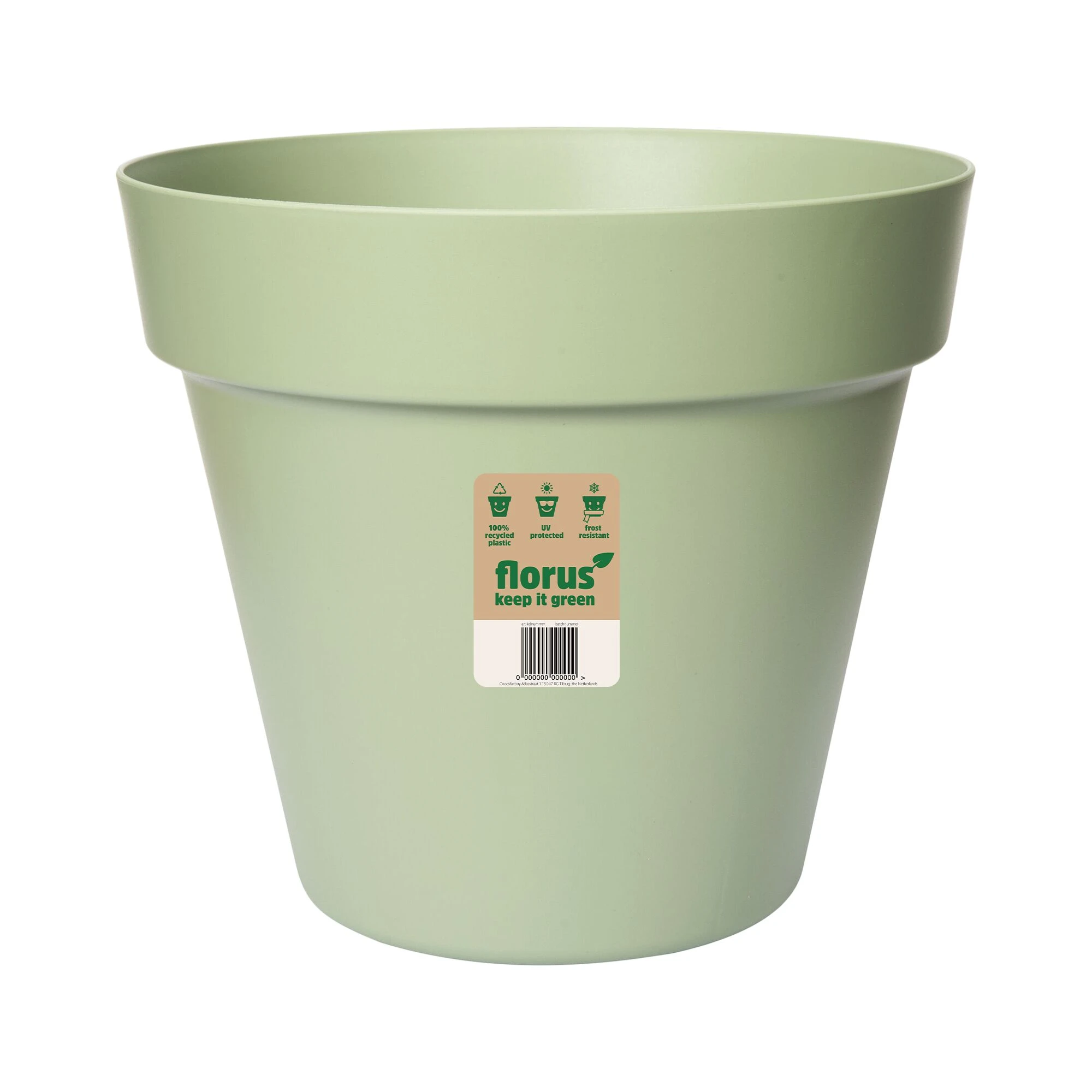 Florus Paris Pflanztopf 35 - Grün - Ø 34 x H 30 cm - Innen und Außen - 100%