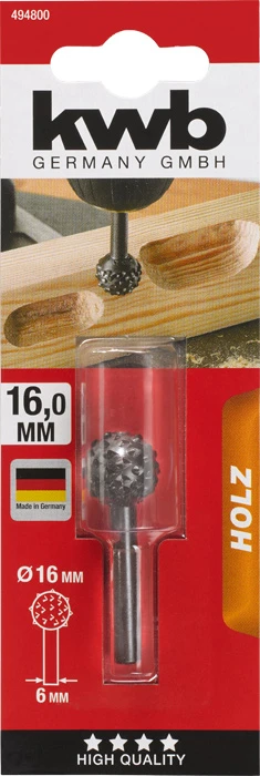 Profilraspel, Holzbearbeitung, Kugel, Ø 16 mm