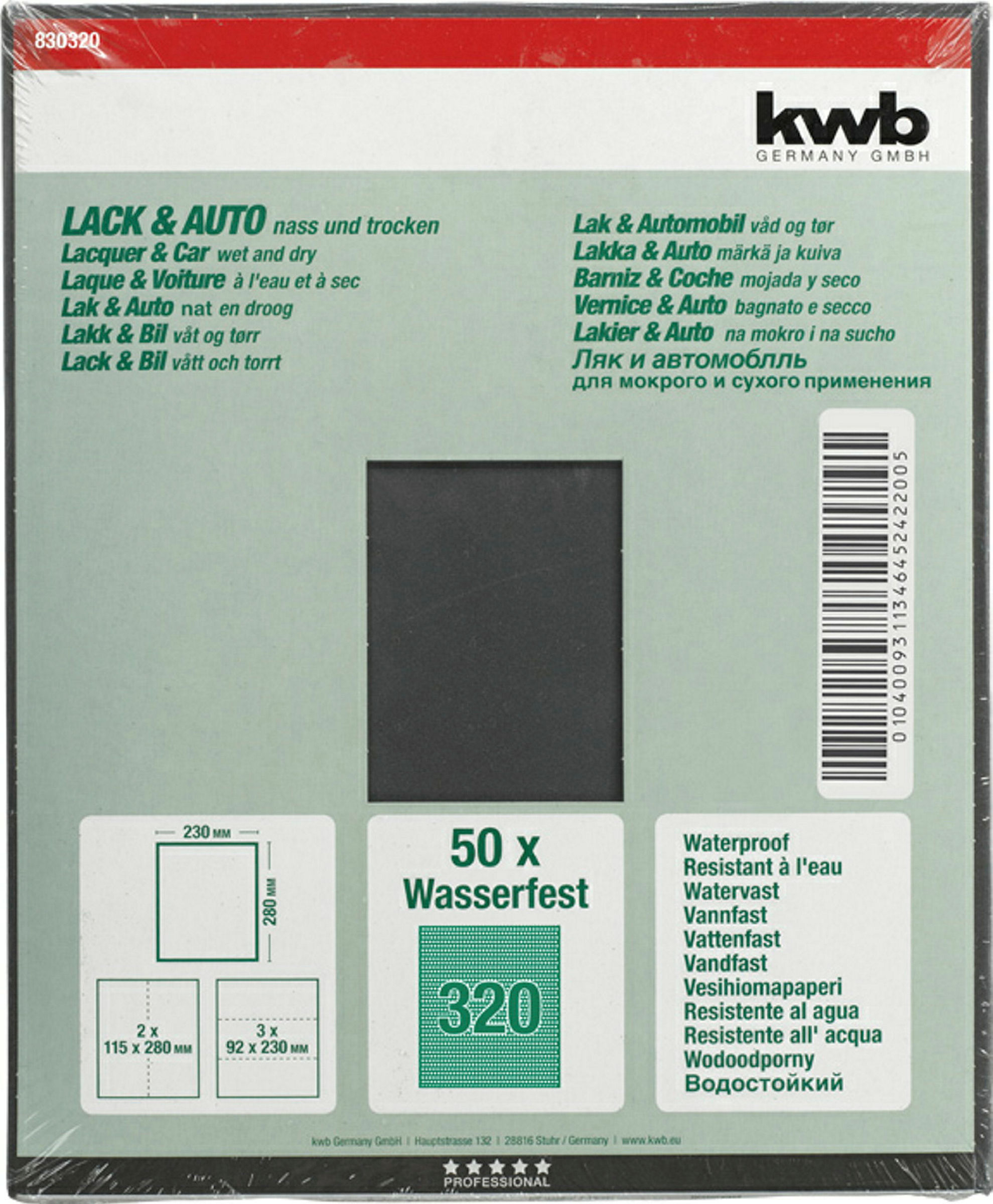Schleifpapier LACK & AUTO, wasserfest, 230 x 280 mm, K 320
