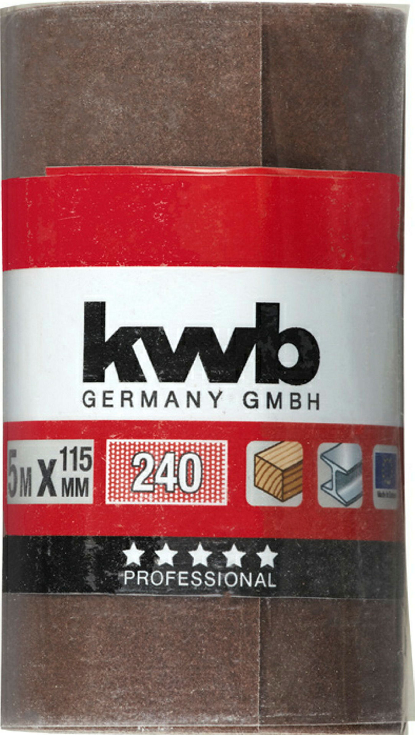 Schleifmittel-Rollen, HOLZ & METALL, Korund, 5 m x 115 mm, 240