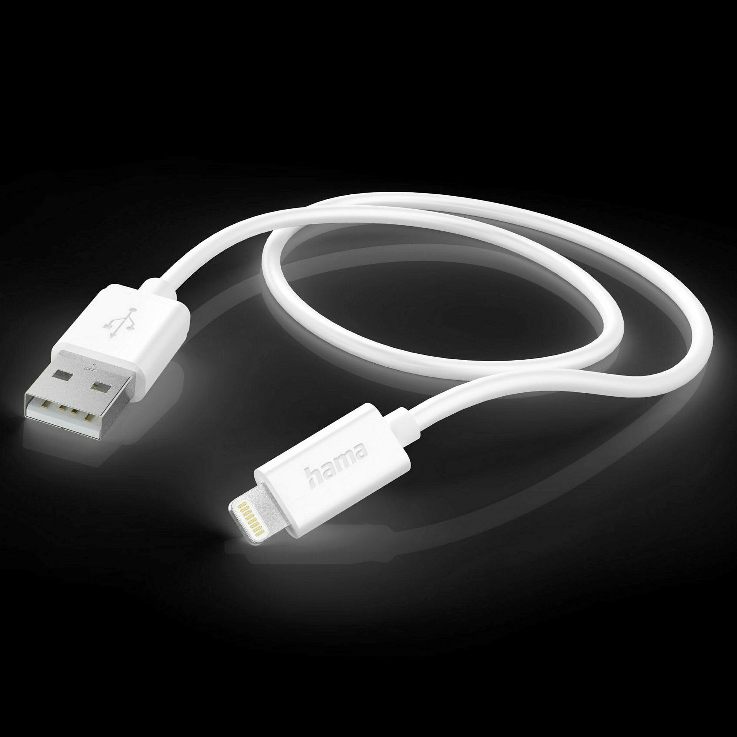 Hama Ladekabel, USB-A - Lightning, 1 m, Weiß