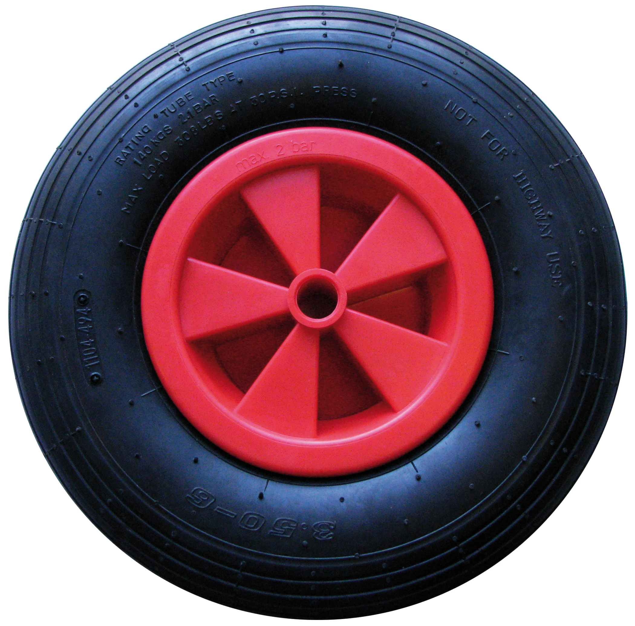 Luftrad, Rillenprofil (4 PR), 340x100 mm, Nabe 20x75 mm, Tragkr. 150 kg