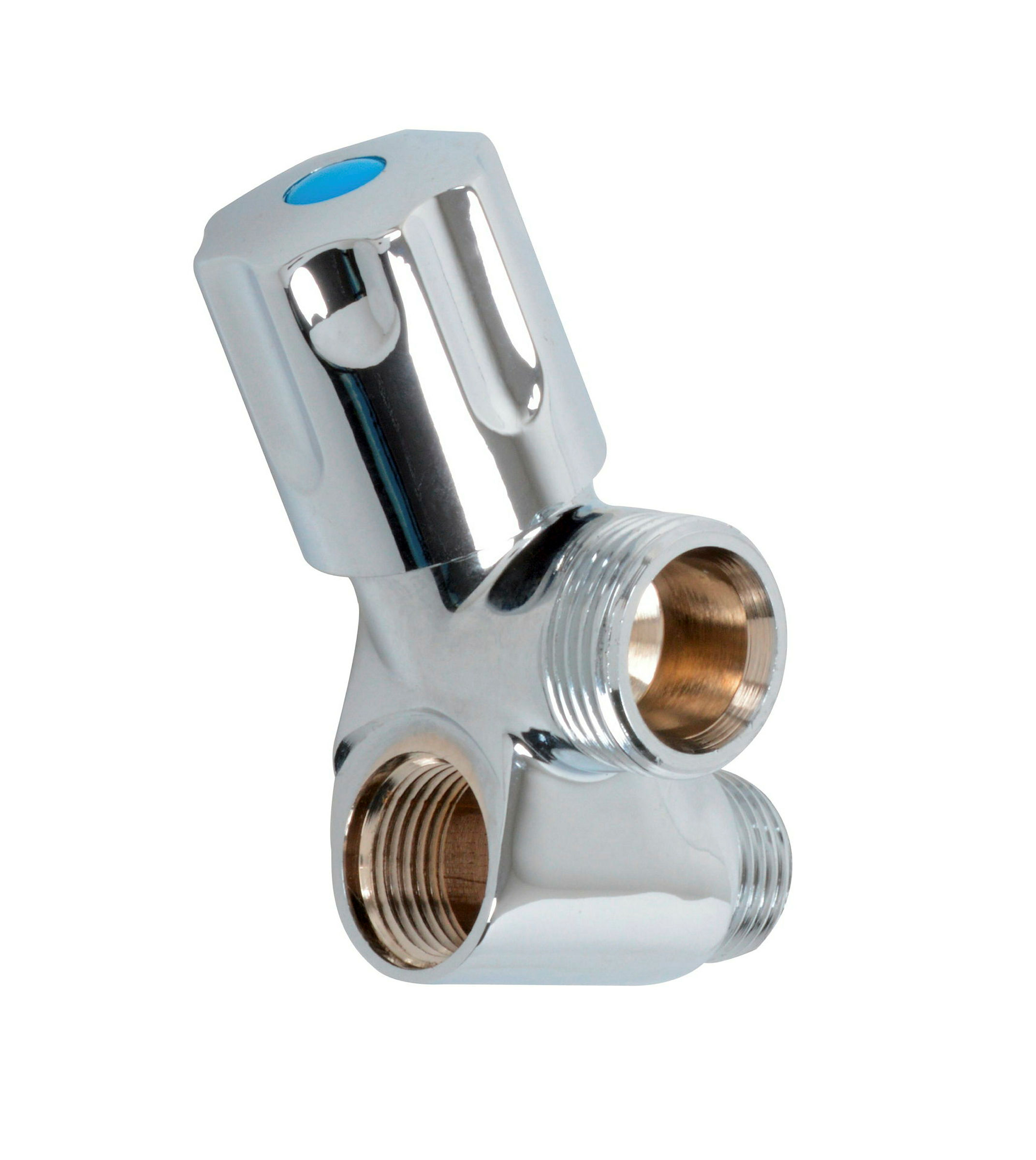 GA-Ventil, Chrom, 1/2''AG x 3/4''AG, mit Rückflussverhinderer