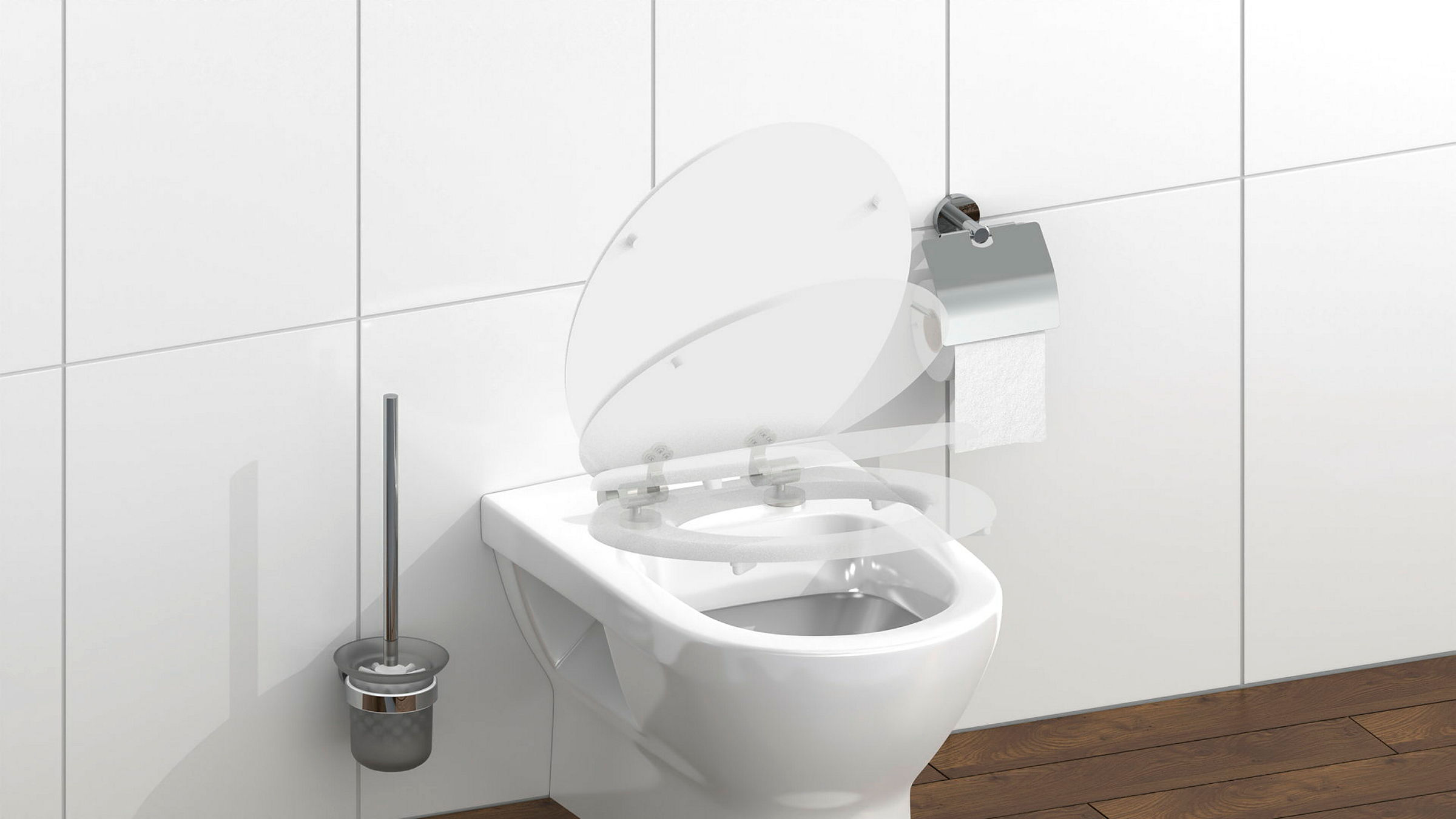 Holzkern WC-Sitz WHITE, mit Absenkautomatik