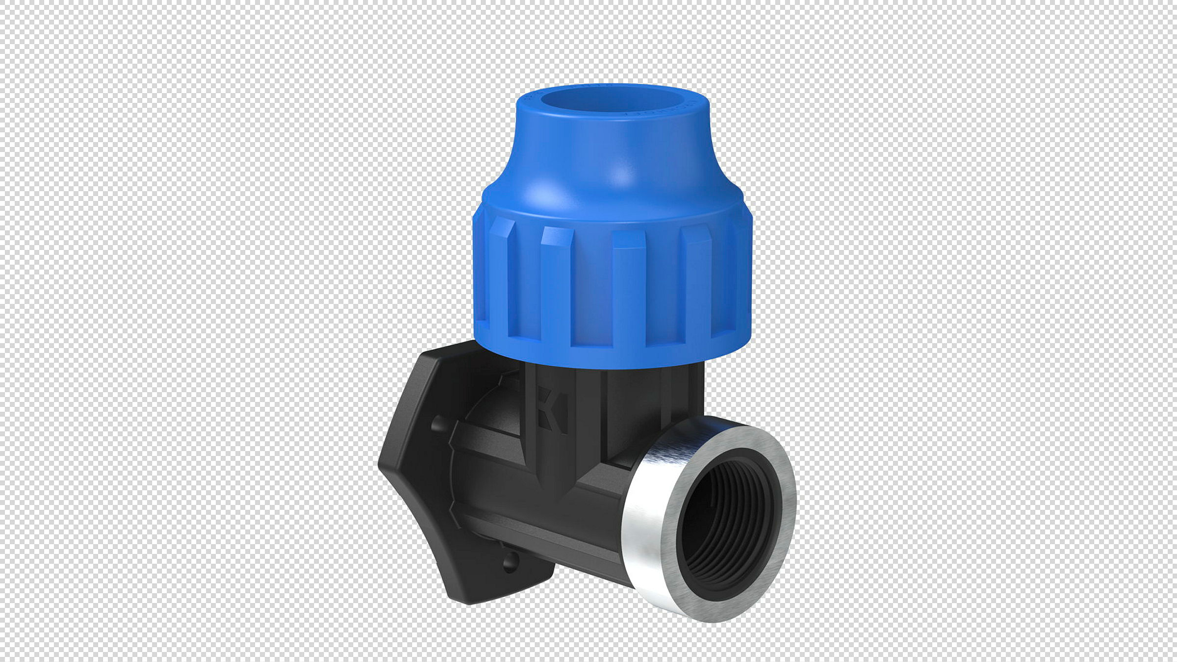 PP Wandscheibe, 25 mm x 3/4''IG, Klemmfitting für HDPE, DVGW zertifiziert