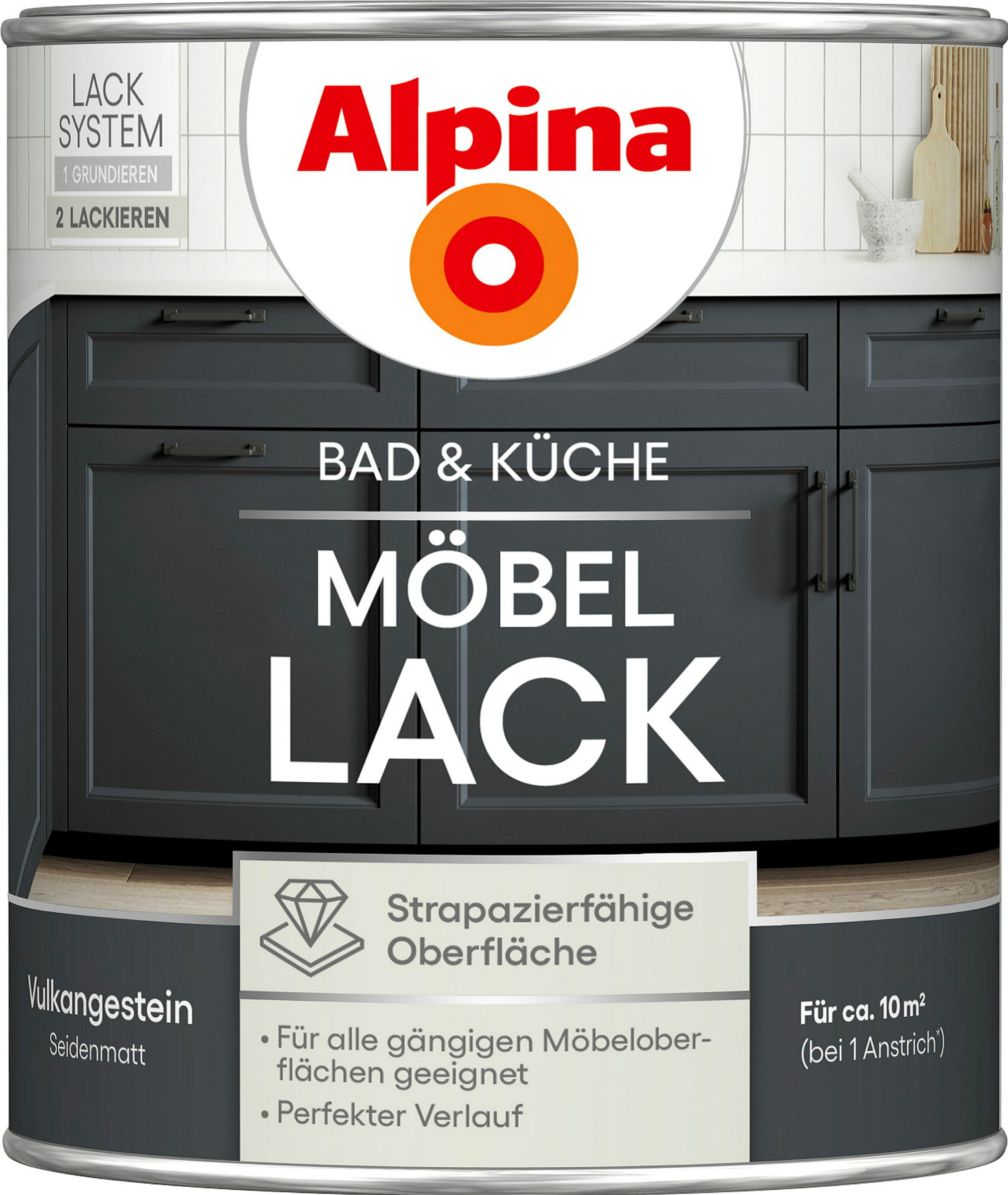Alpina Bad & Küche Möbel-Lack Vulkangestein SM 0,75L
