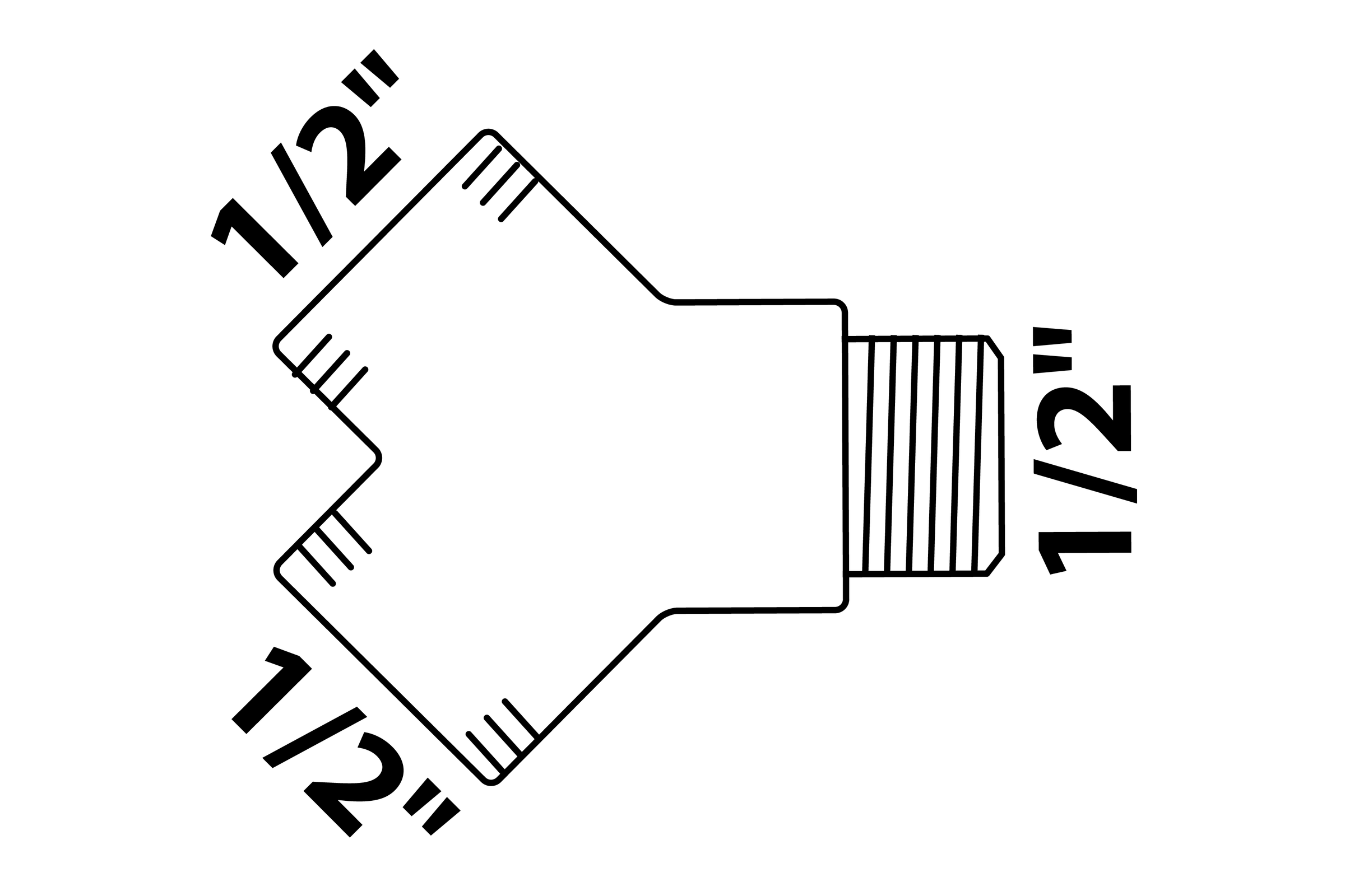 MS Y-Verteilerstück, Chrom, 1/2''IG x 1/2''AG
