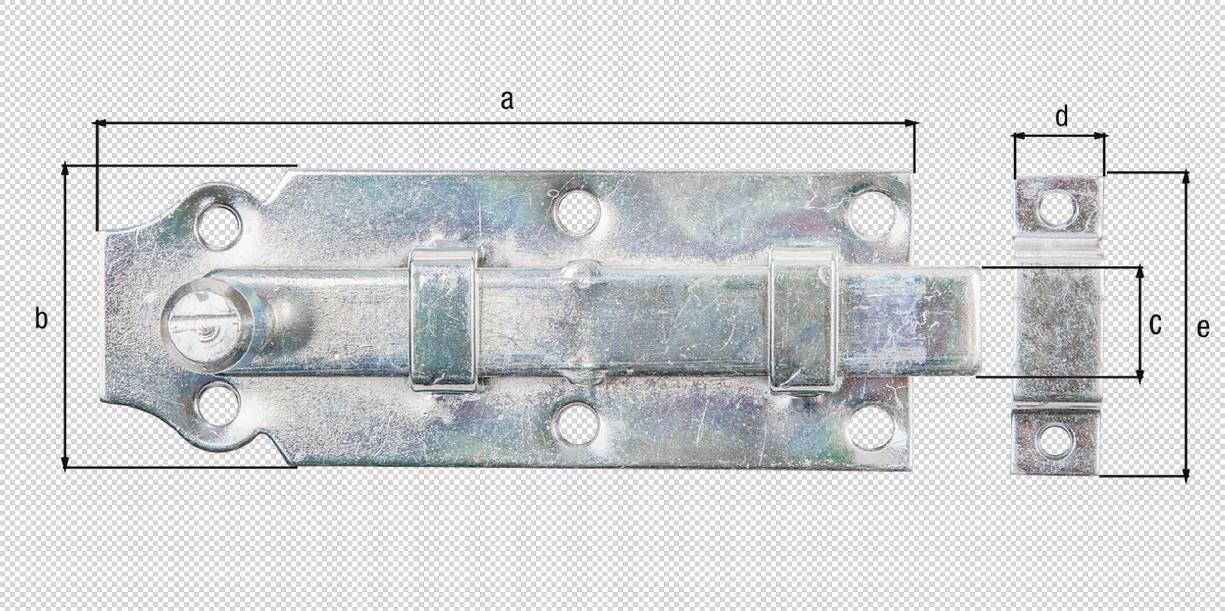 Türriegel mit Knopfgriff 120x44 verzinkt