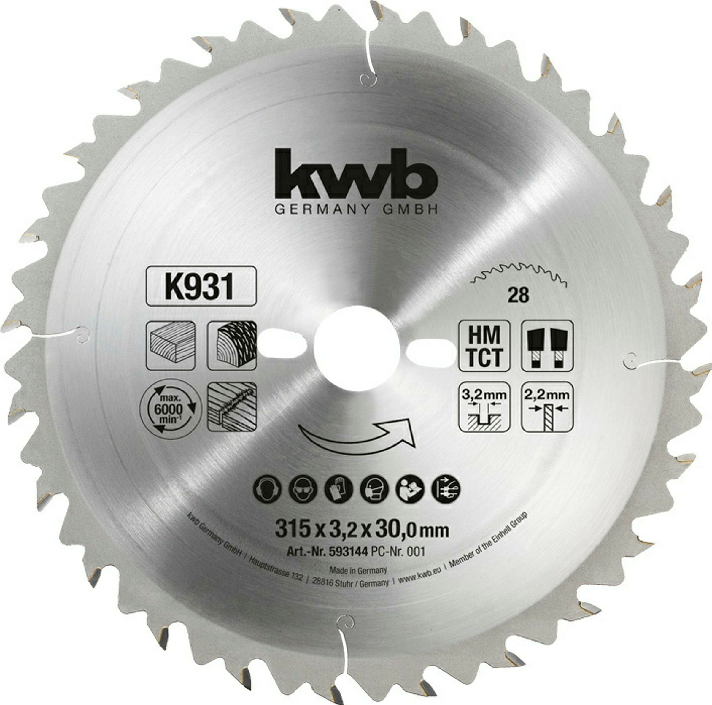 Bauholz-Kreissägeblätter für Bau- und Tischkreissägen Ø 315 x 30 mm