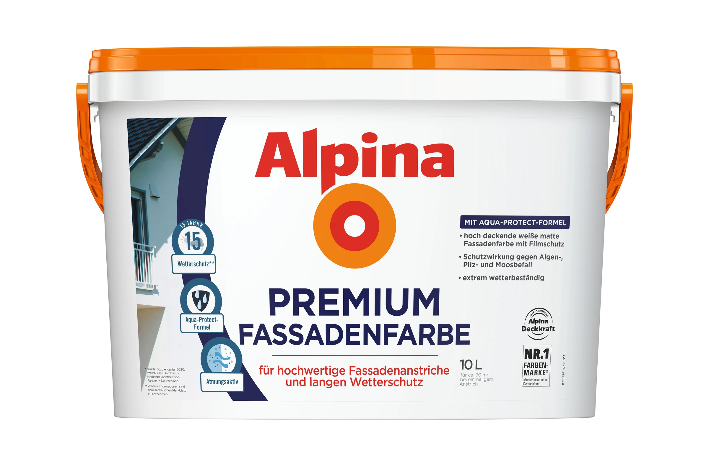 Alpina Premium Fassadenfarbe 10 Liter weiß matt