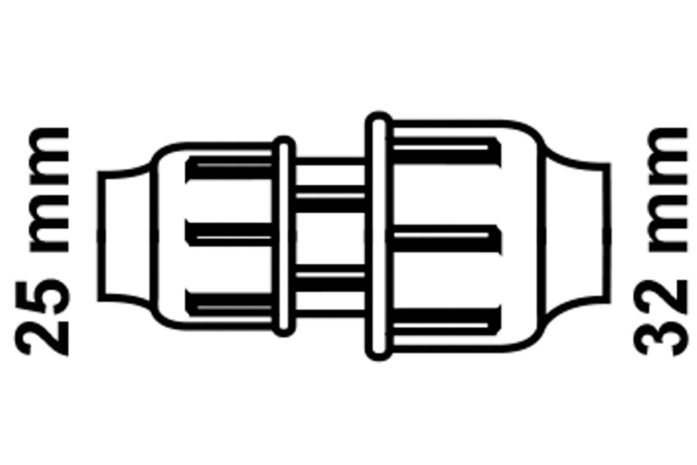 PP Reduzier-Verbindungsstück, 32 mm x 25 mm, Klemmfitting für HDPE