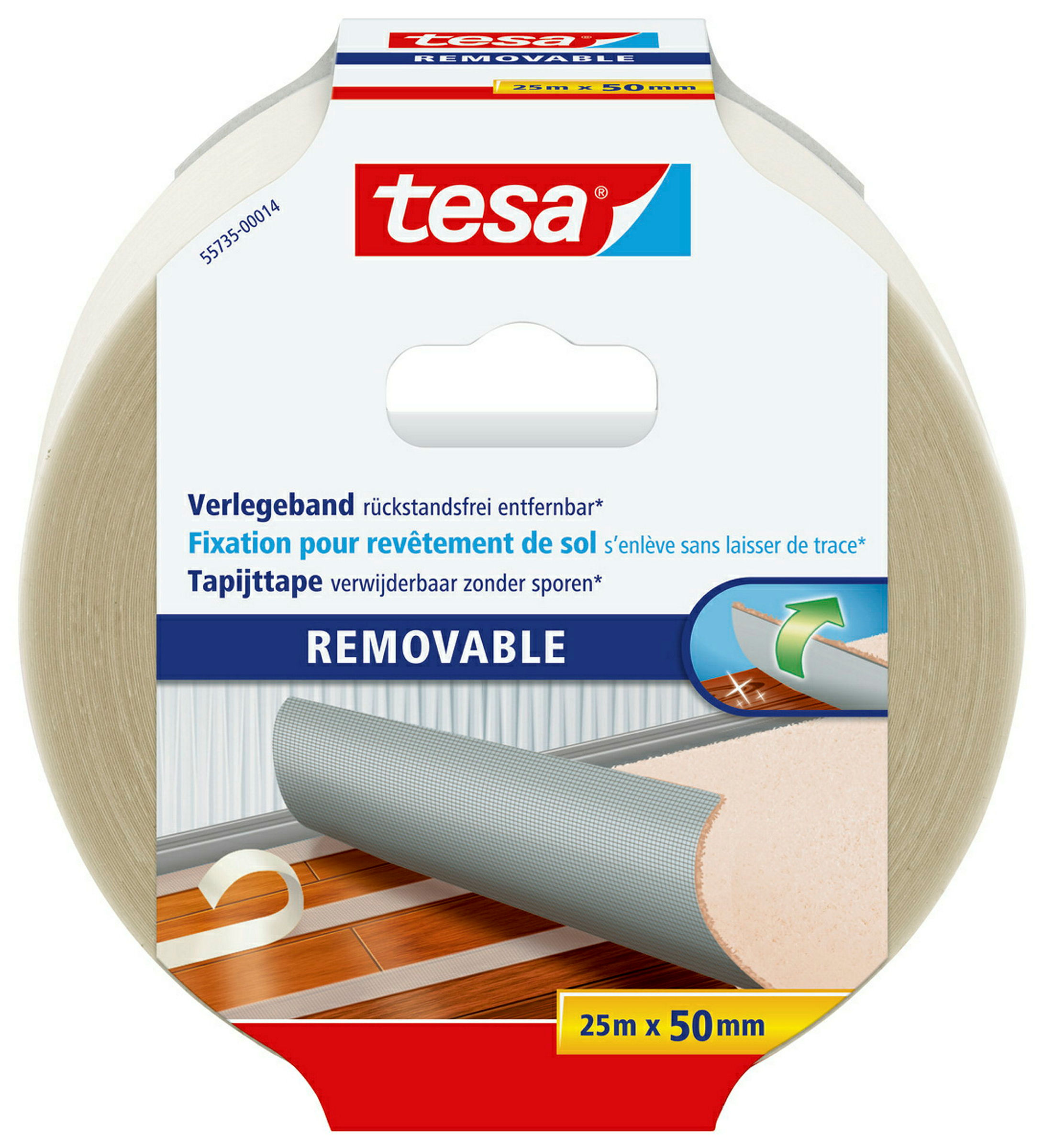tesa® Verlegeband, rückstandsfrei entfernbar, 25m:50mm