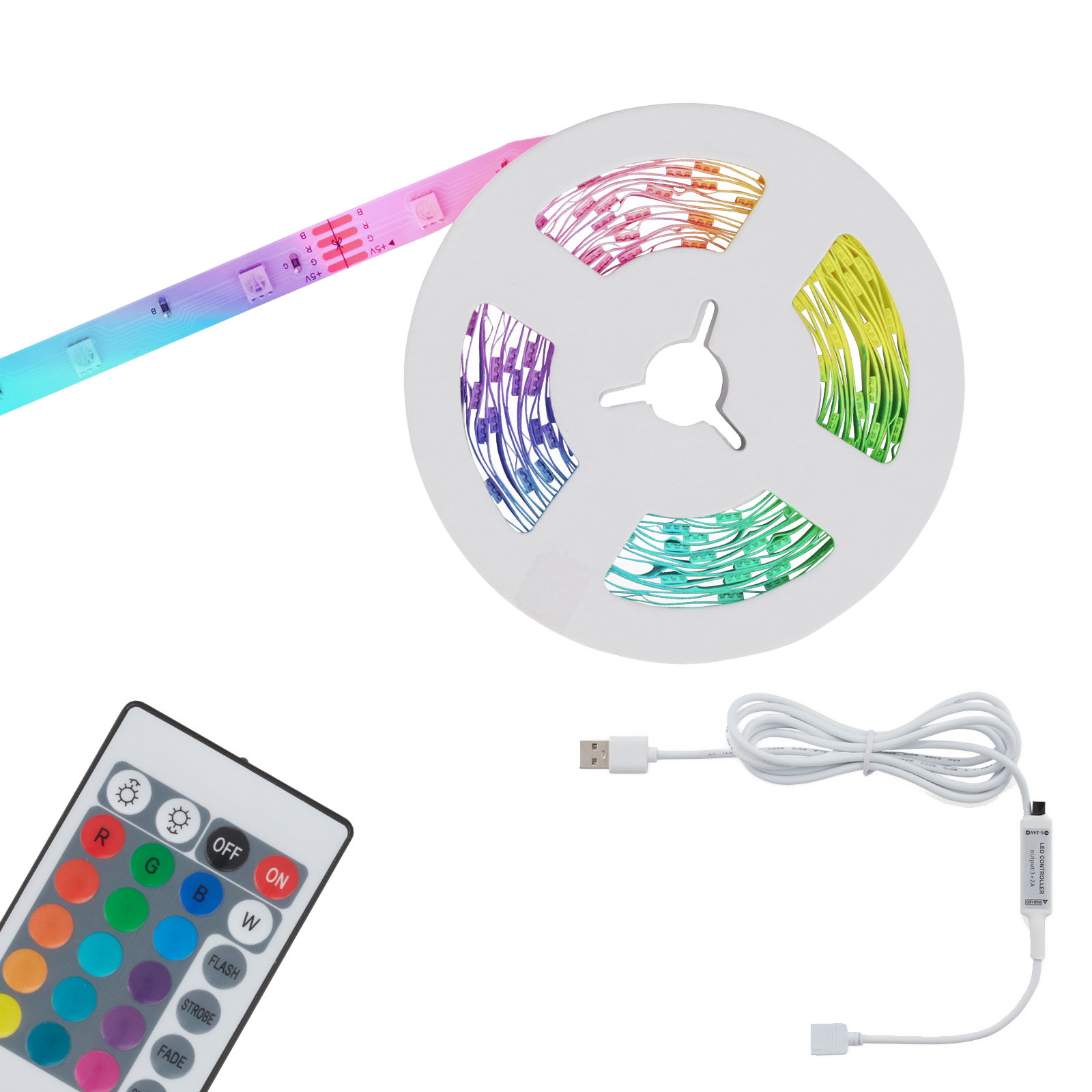 RGB-LED Flexband, 5m, 150xRGB-LED/0,04W, inkl. USB