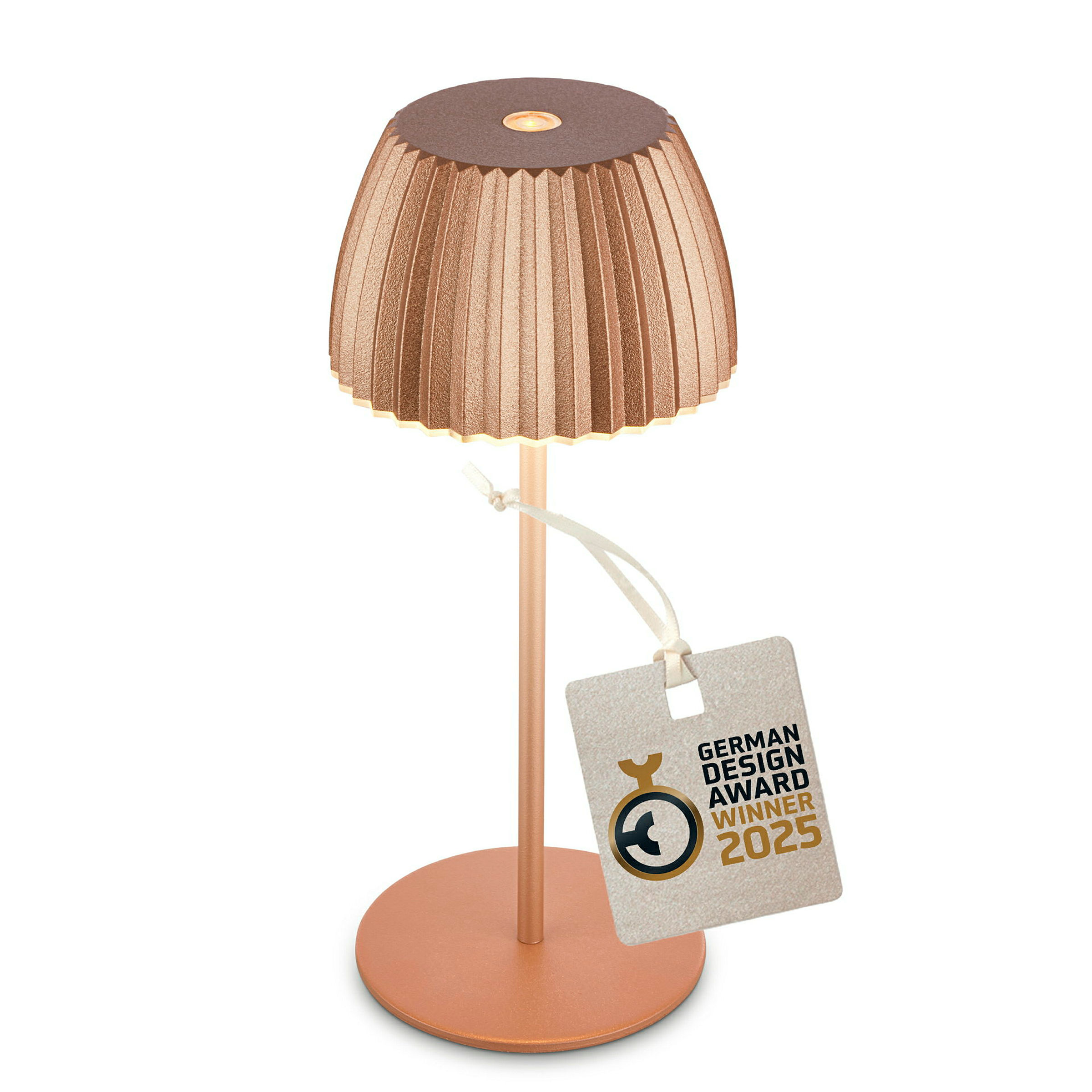 Brilo unplugged RIFFLE Akku Mini Tischleuchte mit Lichtkante - Kupfer