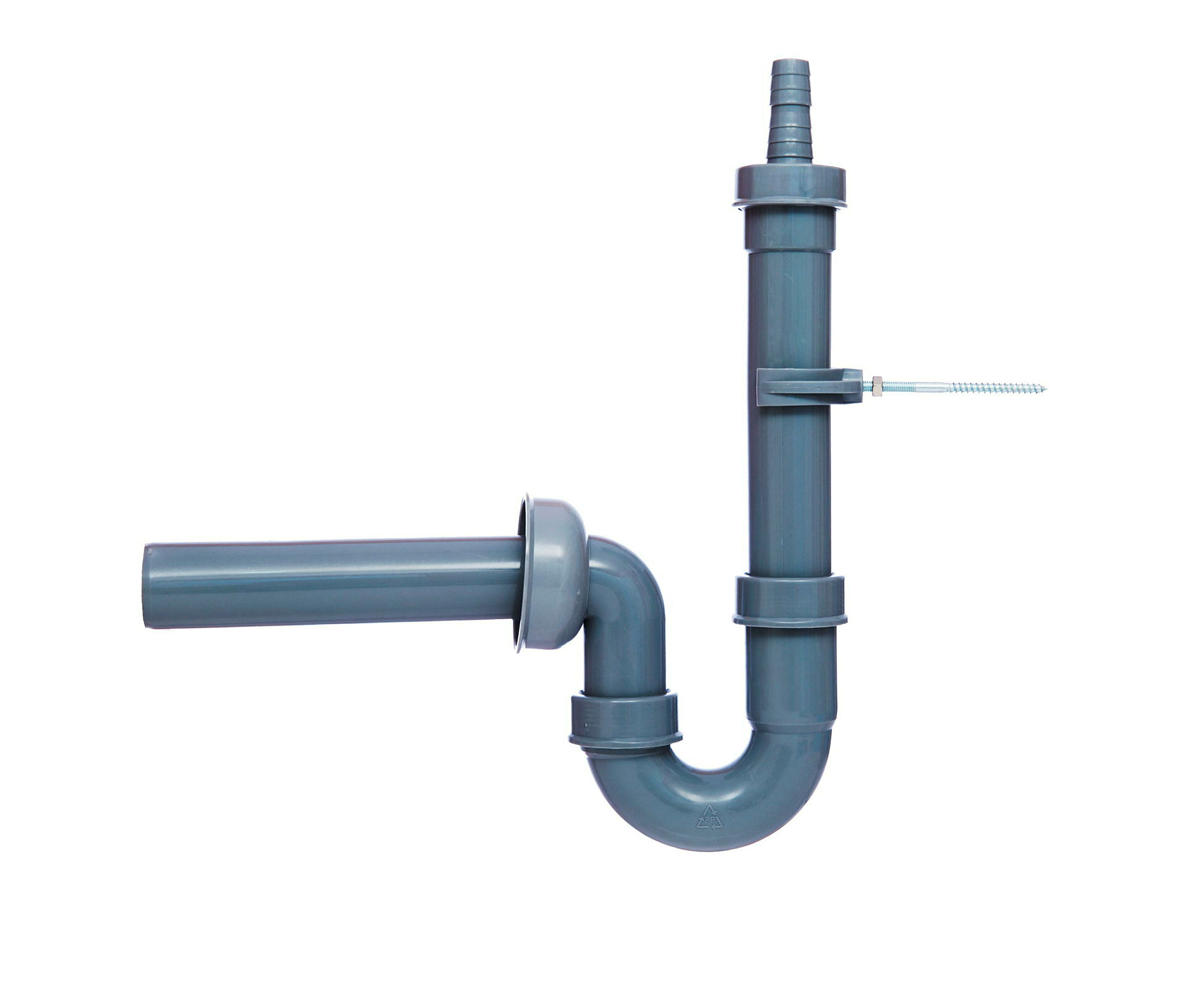 ECO-SAVE KS Waschgeräte-Röhrensiphon, Grau, 1 1/2'' x 40 mm, mit 3/4'' Gerä
