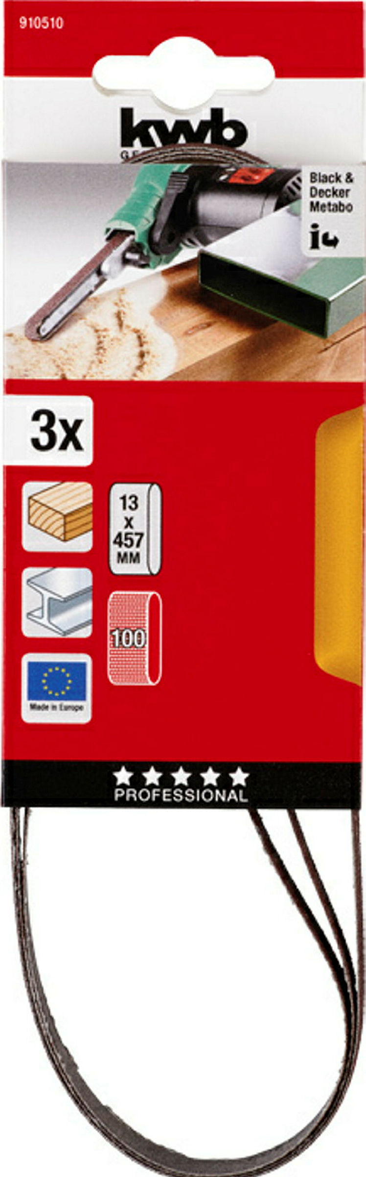 Schleifbänder, HOLZ & METALL, Edelkorund, 13 x 457 mm, K 100