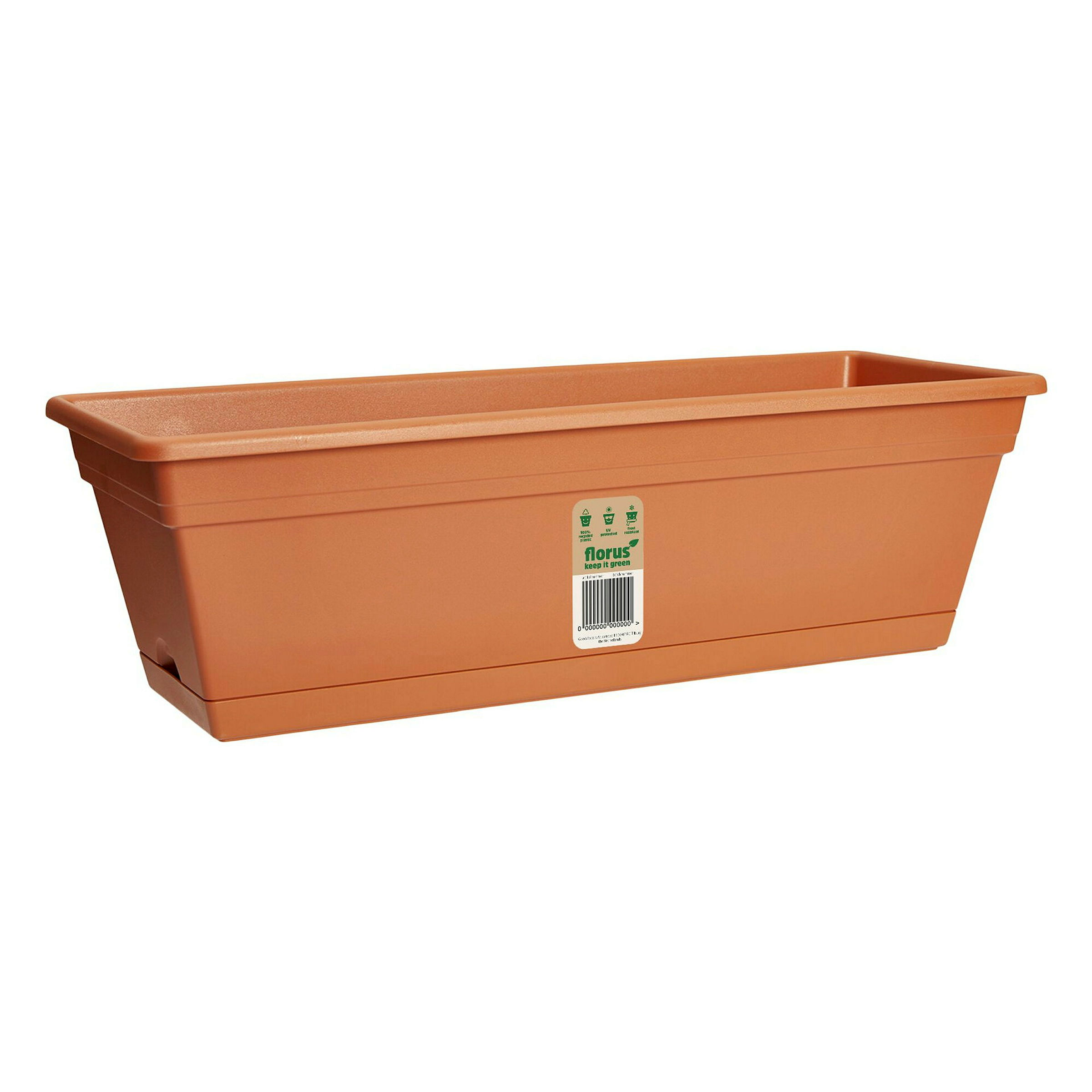 Florus Mediterran Blumenkasten 40 - Beige - L 39 x B 19.4 x H 0 cm - Balkon