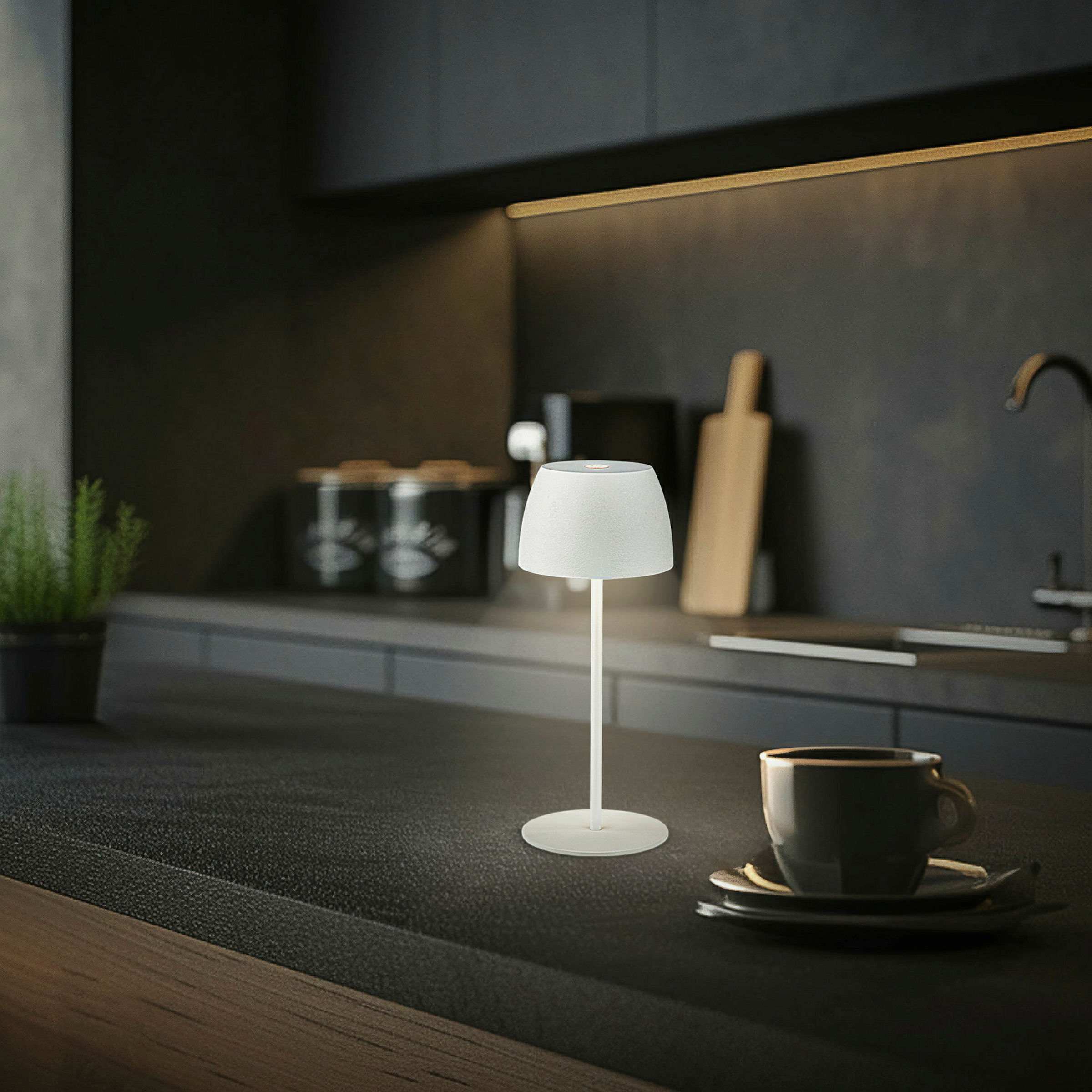 SERINA MINI Akku LED Tischleuchte - Mini; Touch, Weiß