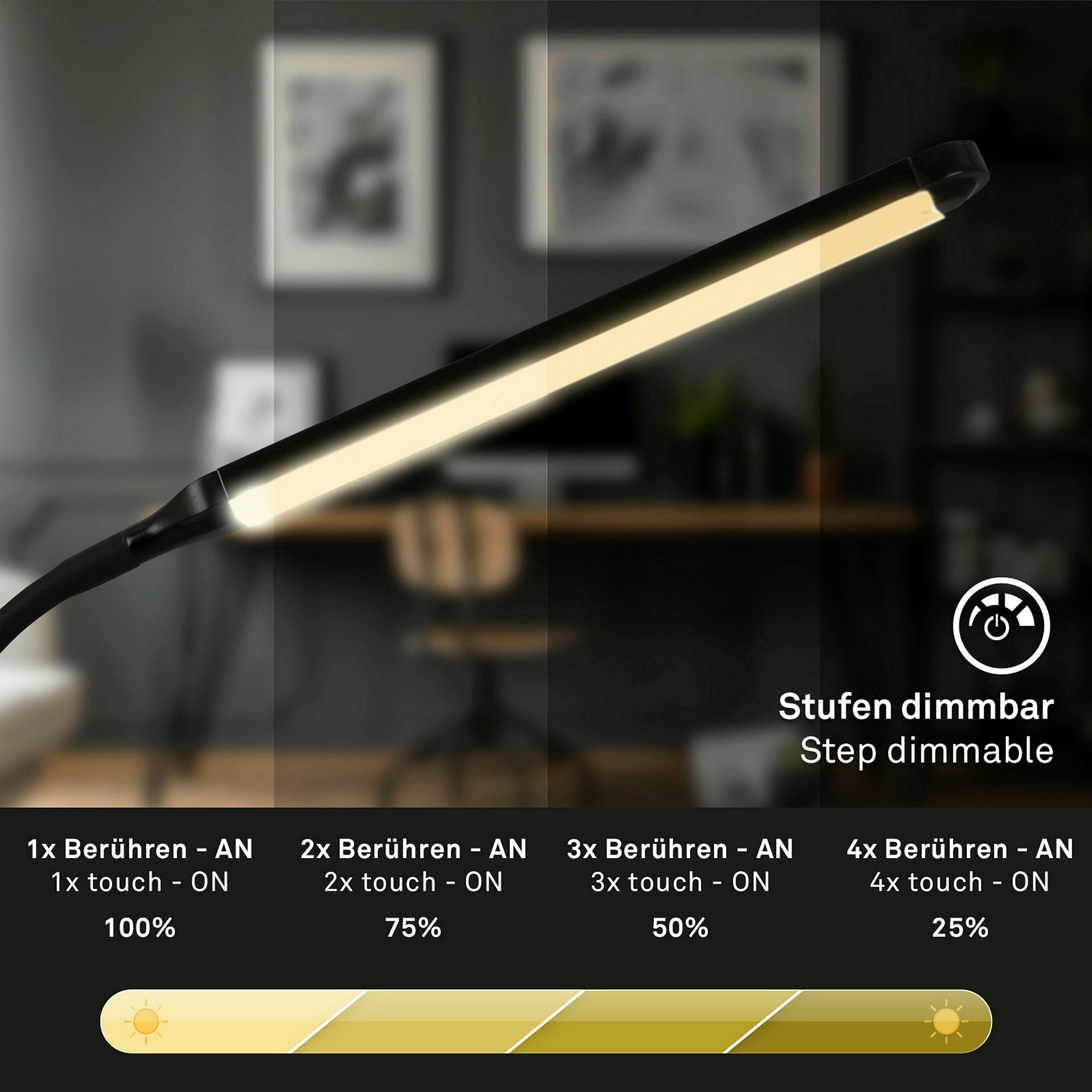 LED Tischleuchte, schwarz, 1xLED-Platine/6W