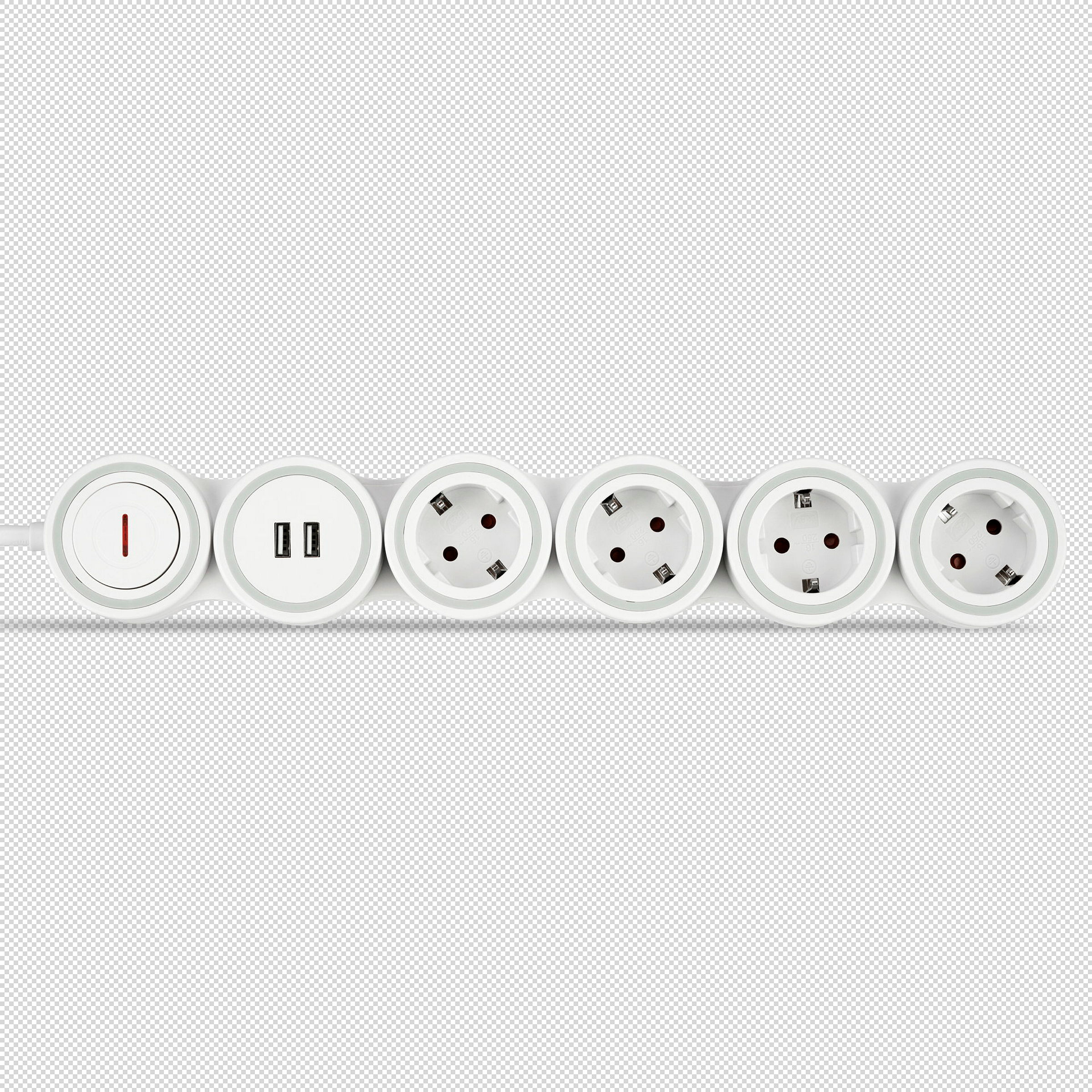 Steckdosenleiste Supraflex 4-fach USB & Schalter 1,4m weiß-grau