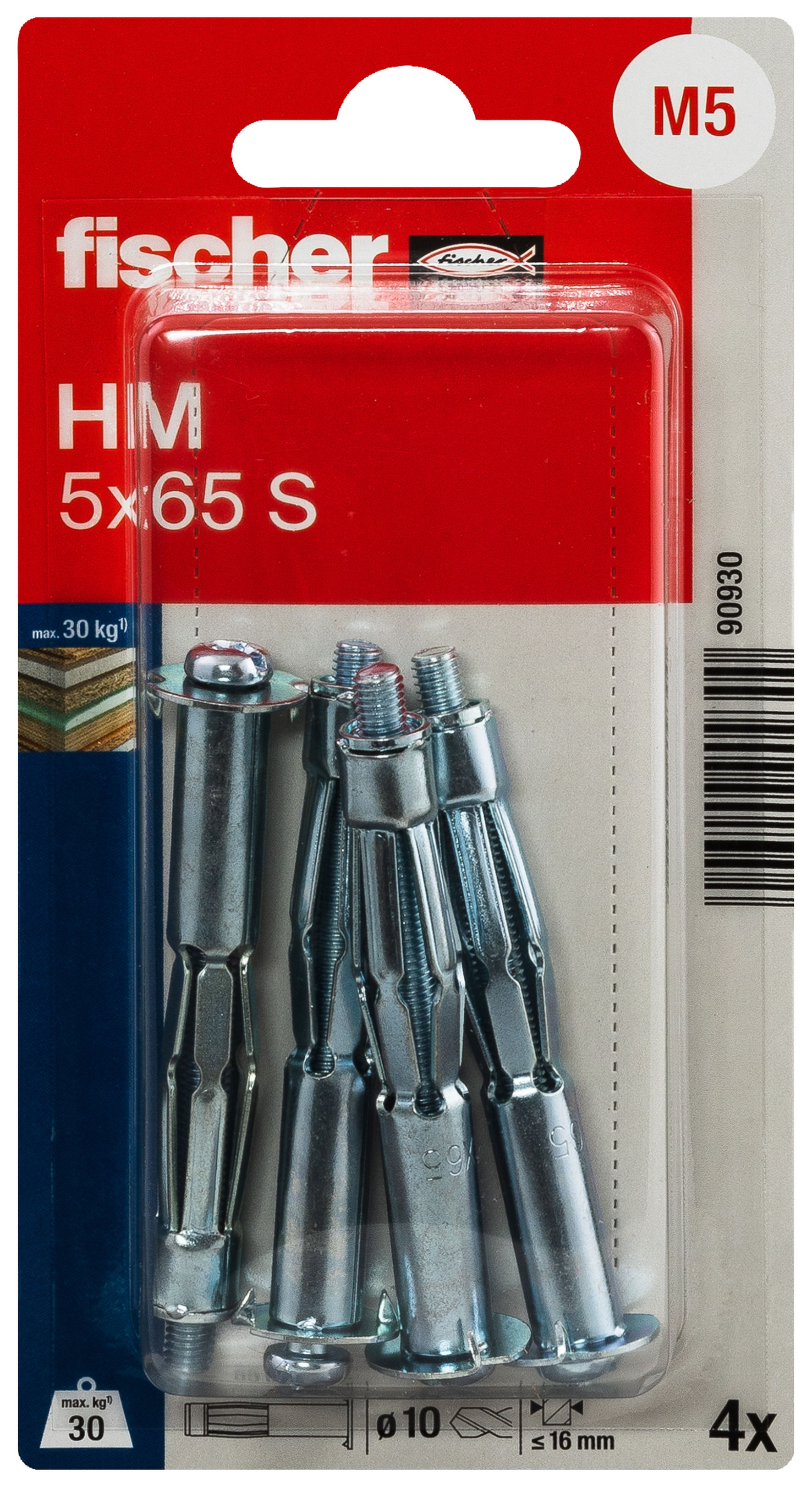 fischer Hohlraum-Metalldübel HM 5 x 65 S mit metrischer Schraube