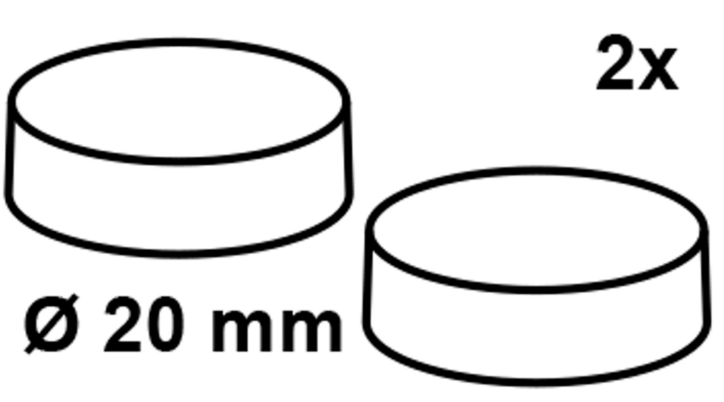 Abdeckkappe, Chrom, 20 mm, für Stand-WC/Ablage-Befestigung (2x)