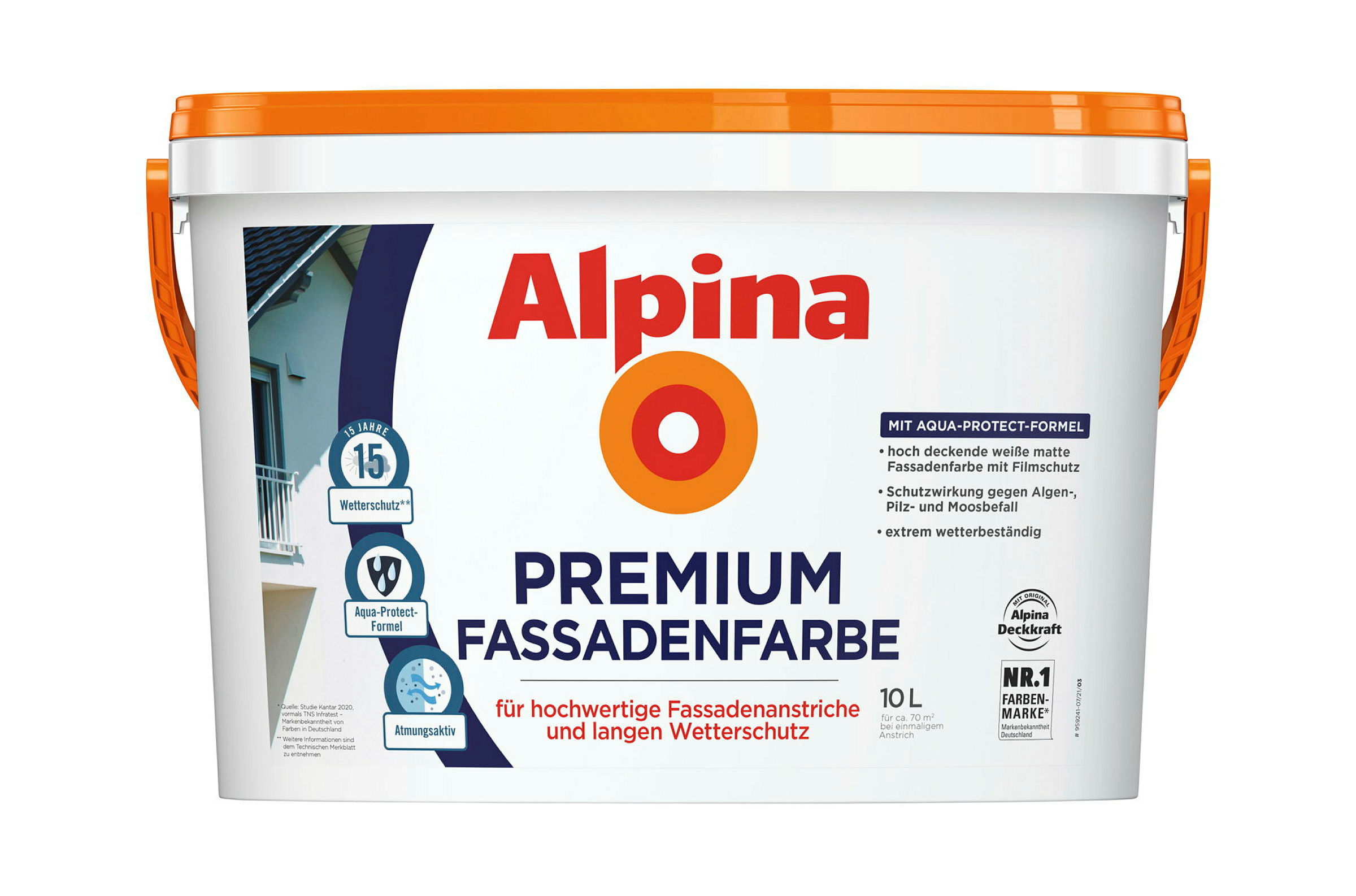 Alpina Premium Fassadenfarbe 10 Liter weiß matt