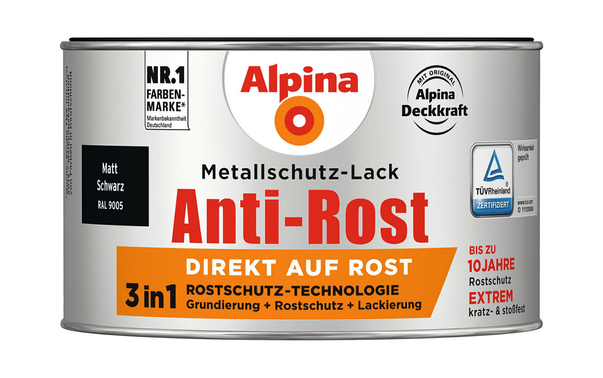 Alpina Metallschutzlack Anti-Rost Schwarz 300ml matt