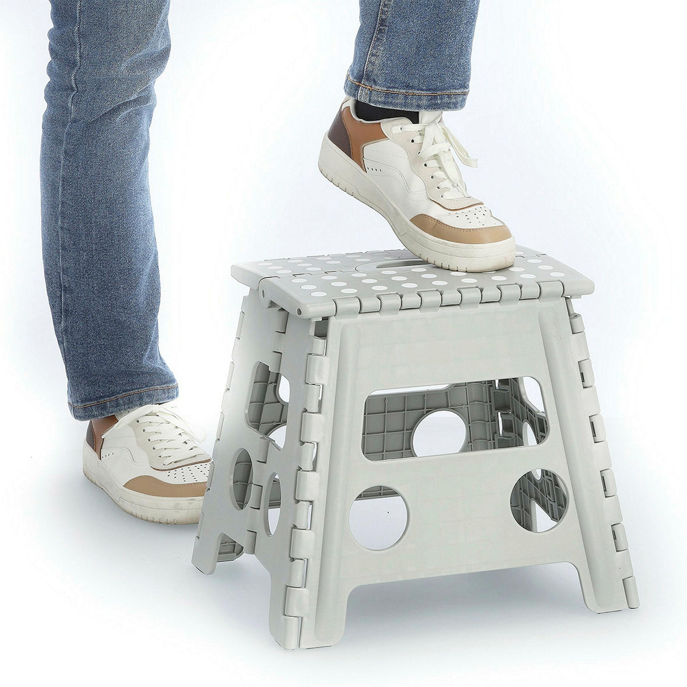 Klapphocker, Kunststoff, grau 37 x 30 x 32 cm, Belastbarkeit 150kg, TÜV Sic