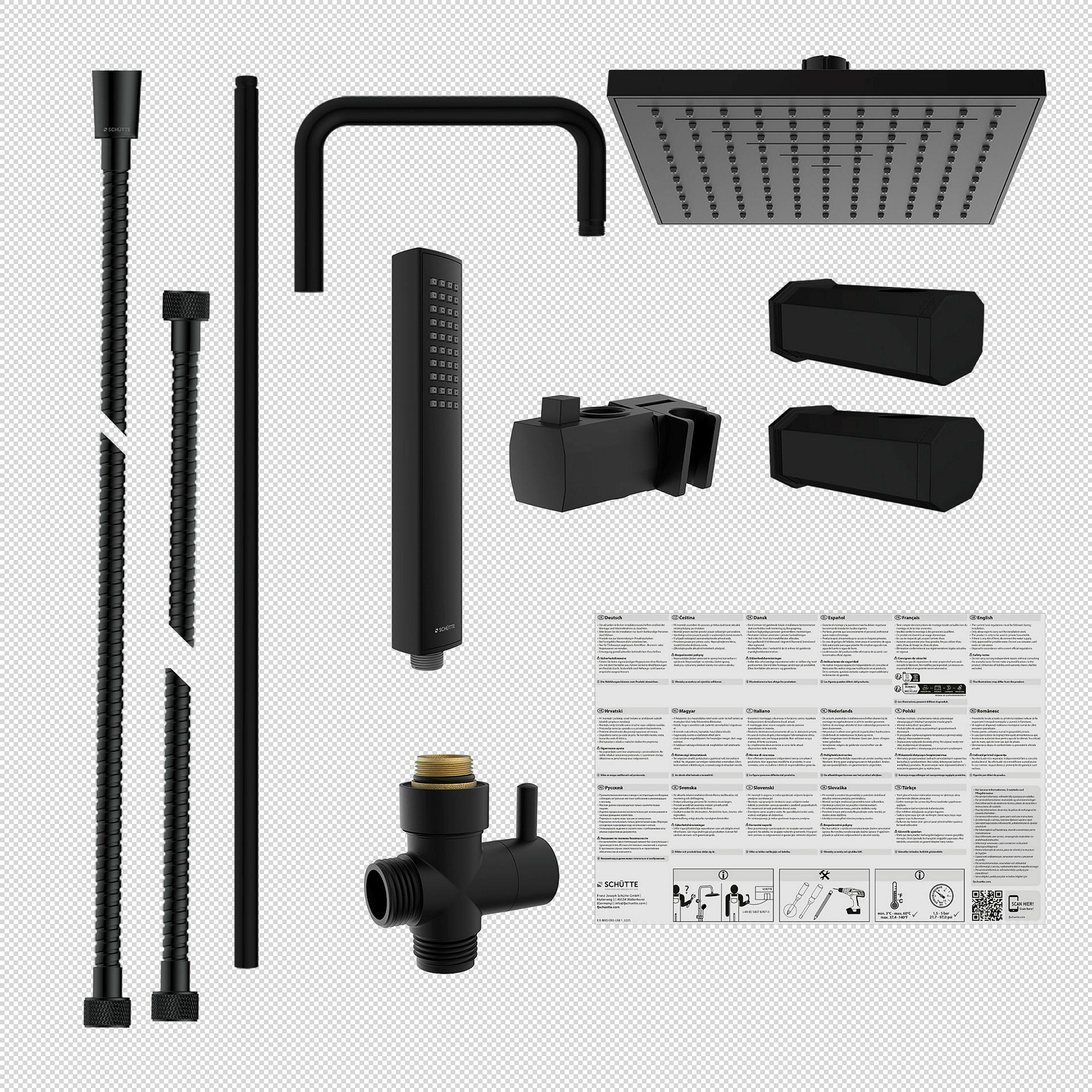 TOKYO Überkopfbrause-Set, Schwarz matt