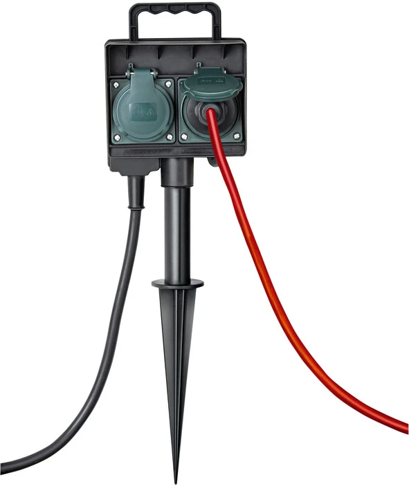 Gartensteckdose mit Erdspiess 4-Fach 10m Kabel H07RN-F3G15