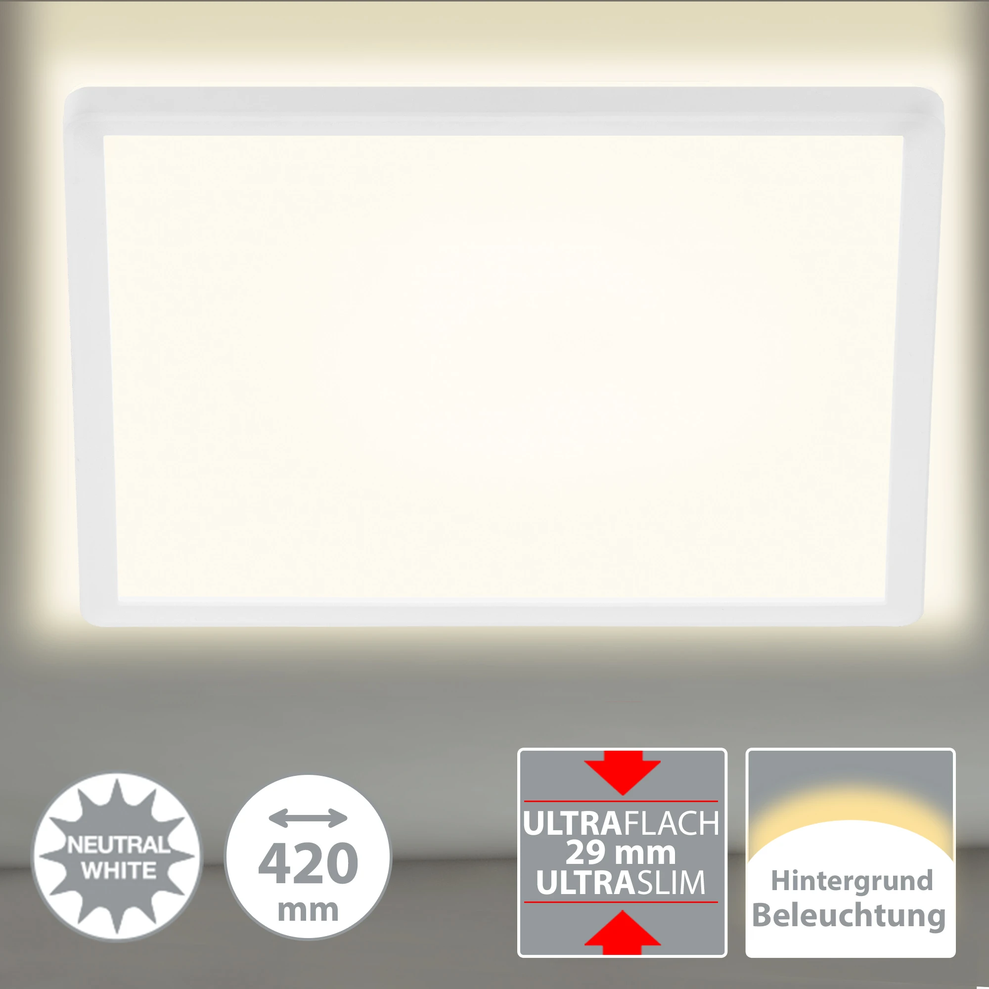 Ultraflaches LED Panel mit LED Backlight, weiß,1xLED/22W