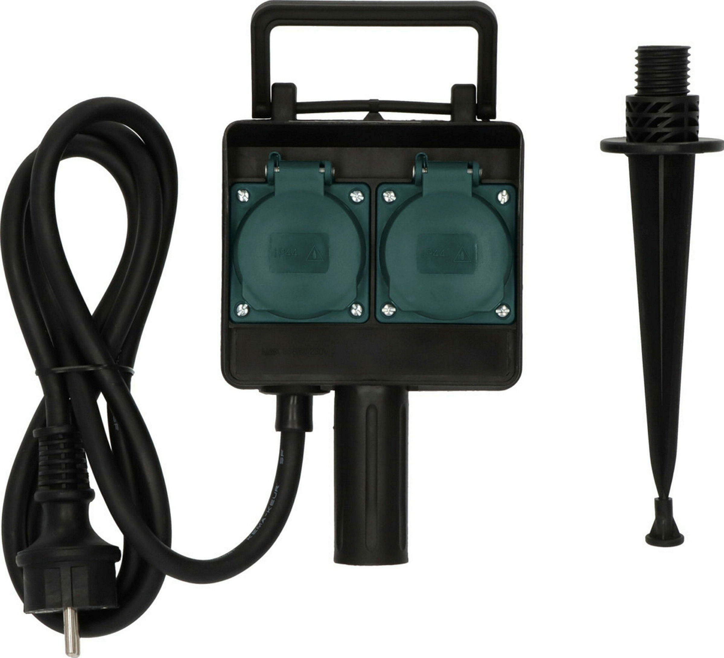 Gartensteckdose mit Erdspiess 2-Fach 1,4m Kabel H07RN-F3G1,5